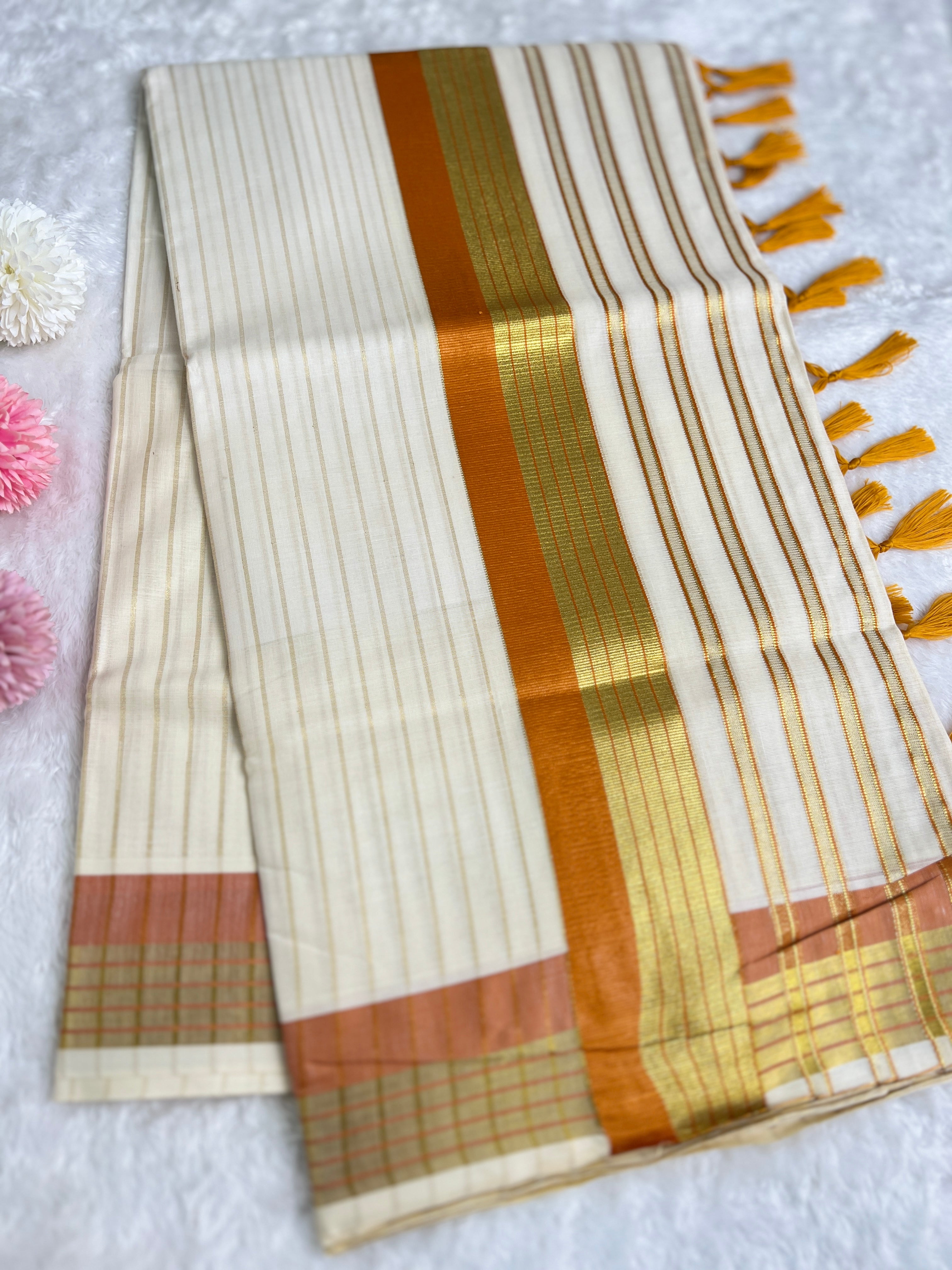Double Border Pattern Kerala Cotton Set Mundu | GAT536