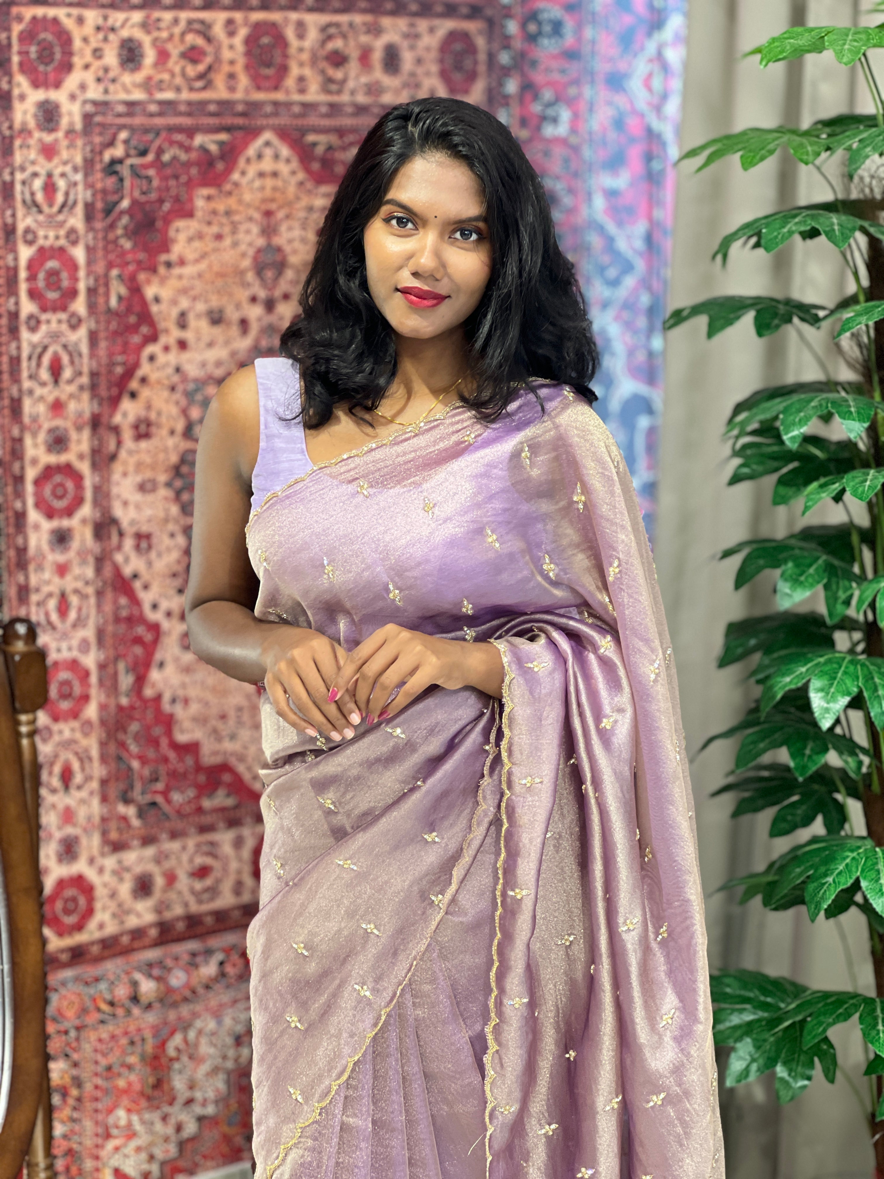 Hand Work Shimmer Georgette Saree | SBP805