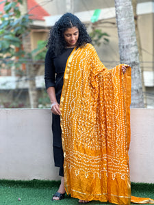 Real Tie & Dye Silk Chanderi Dupatta | AHD1037