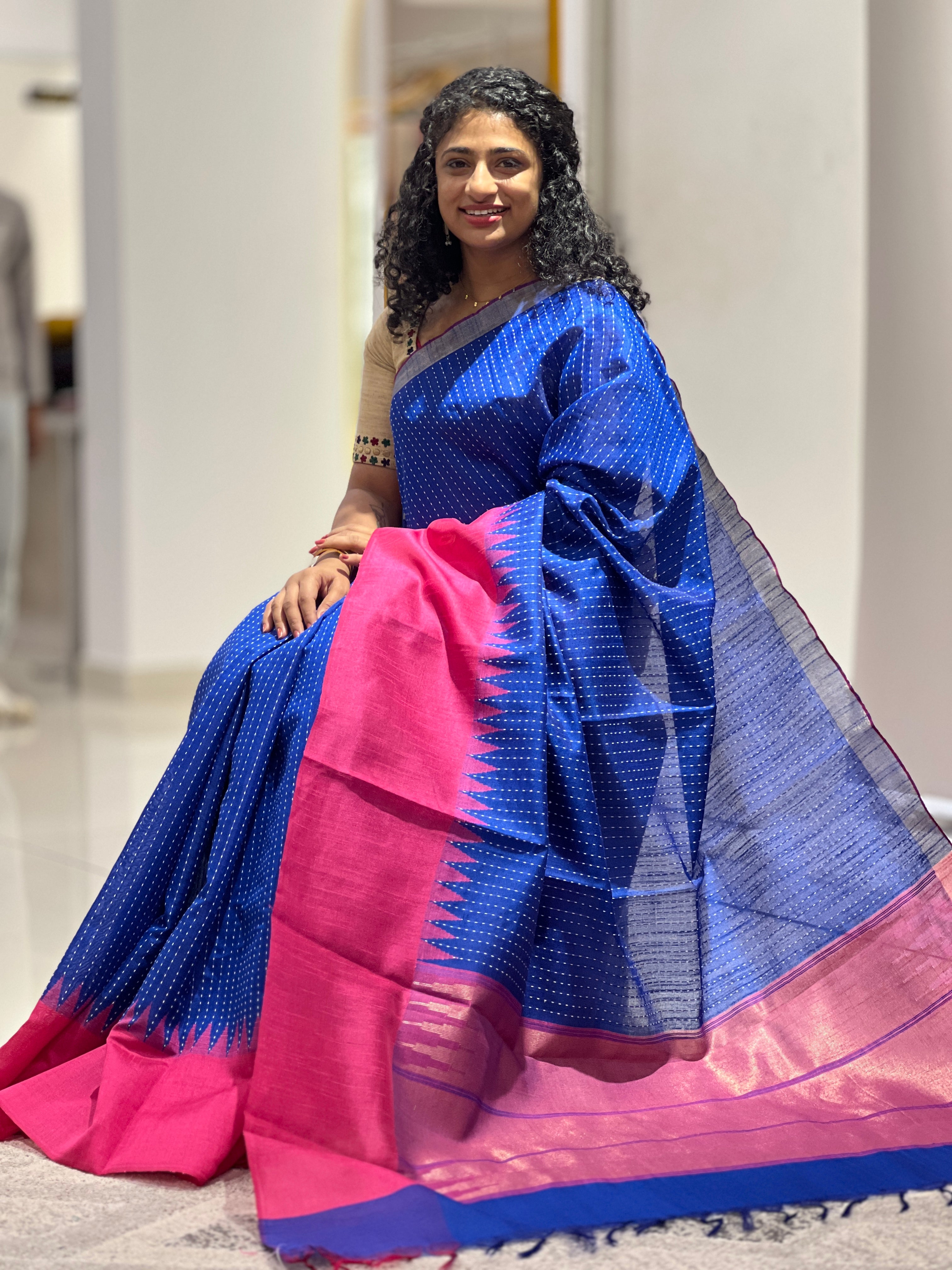 Kantha Weaved Semi Silk Saree | SKH238