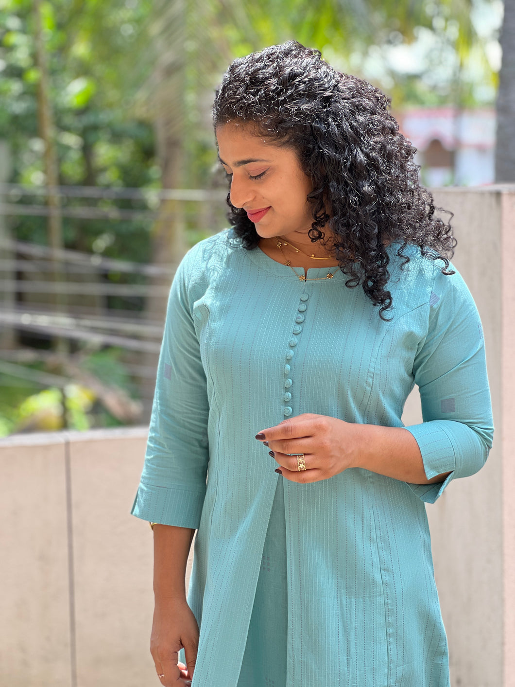 Kantha Weaving Pattern Cotton Kurta | SV279