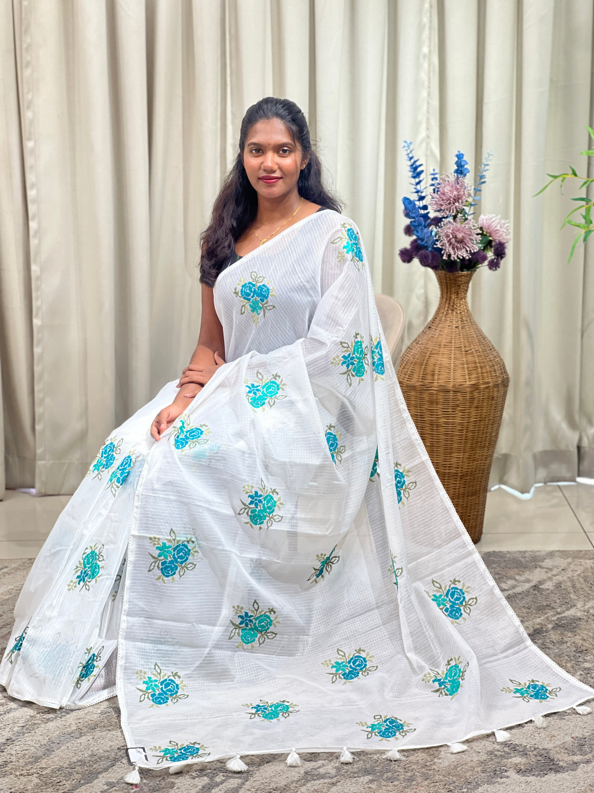 Cross Stitch Embroidery Kota Saree | MR562