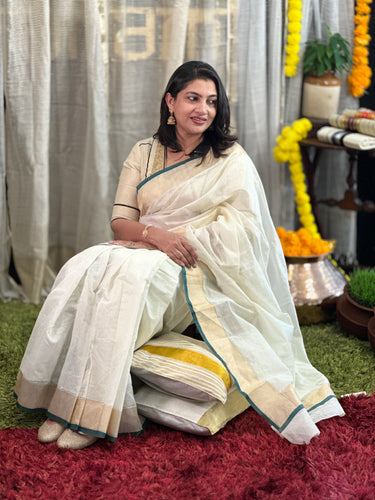 Kasavu With Kara Border Detailed  Kerala Cotton Saree | HT258