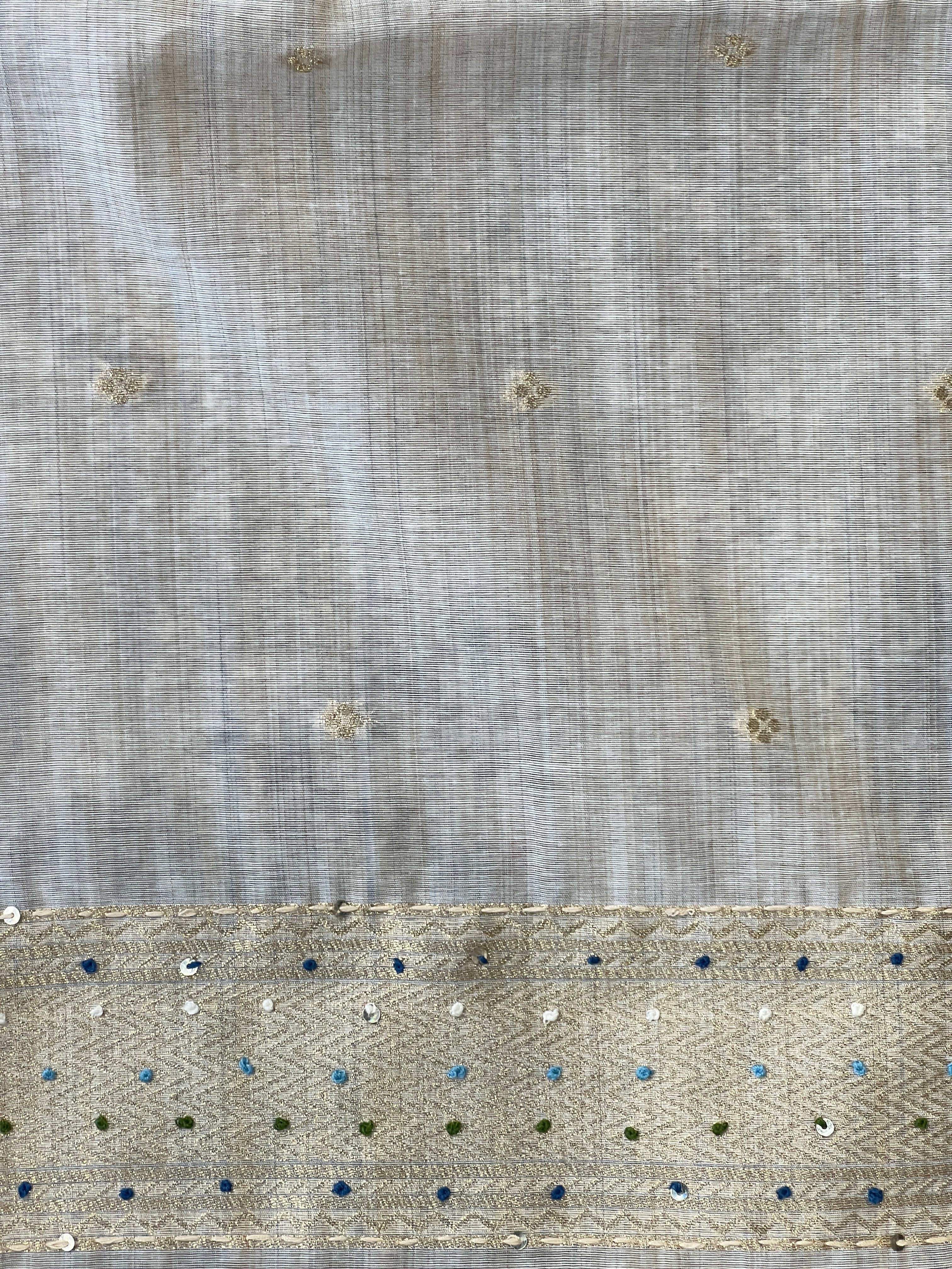 Floral Jamdani Woven Chanderi Saree | BLD1946