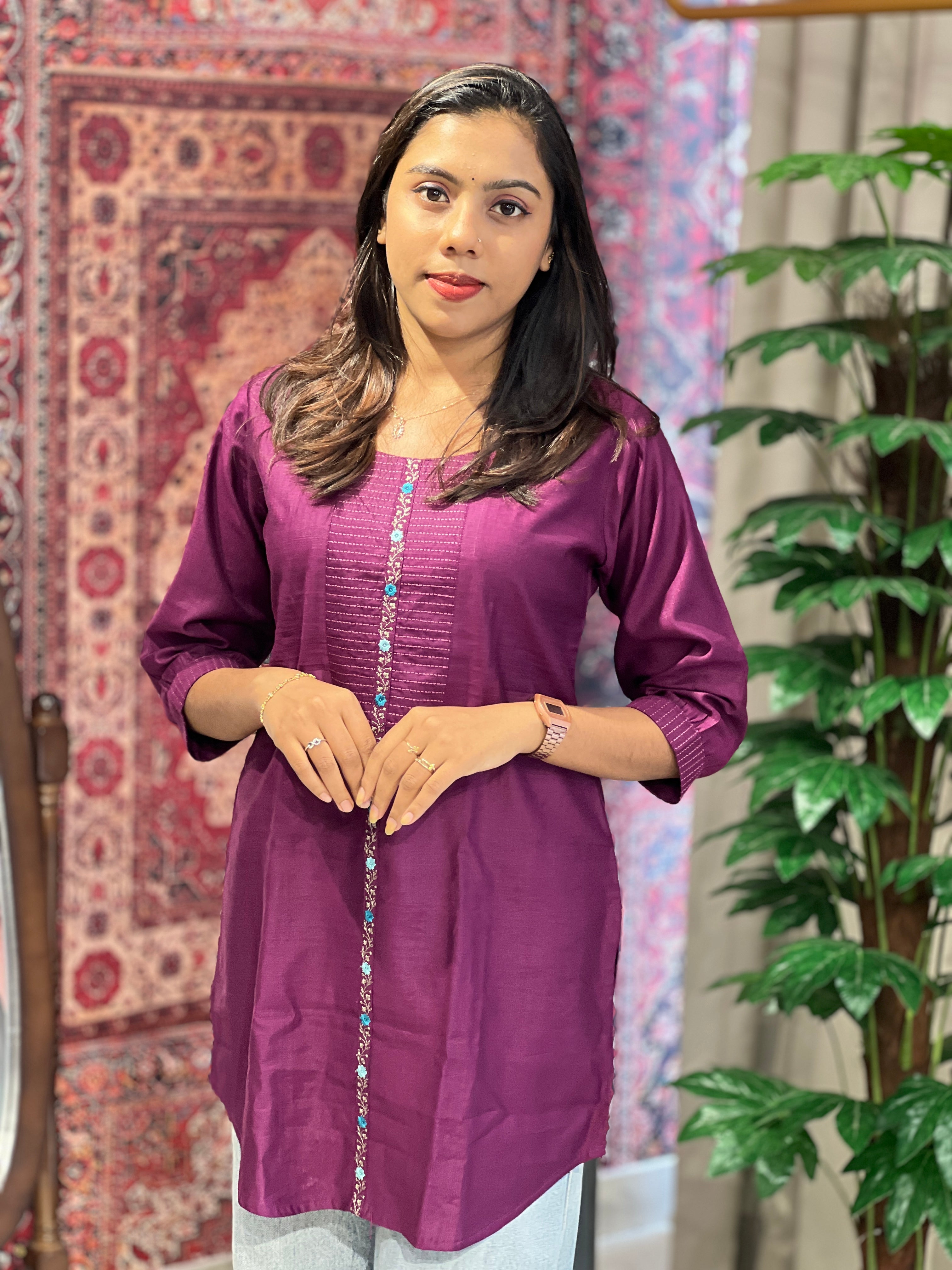 Embroidery Detailing Rayon Finish Kurta | YAS159