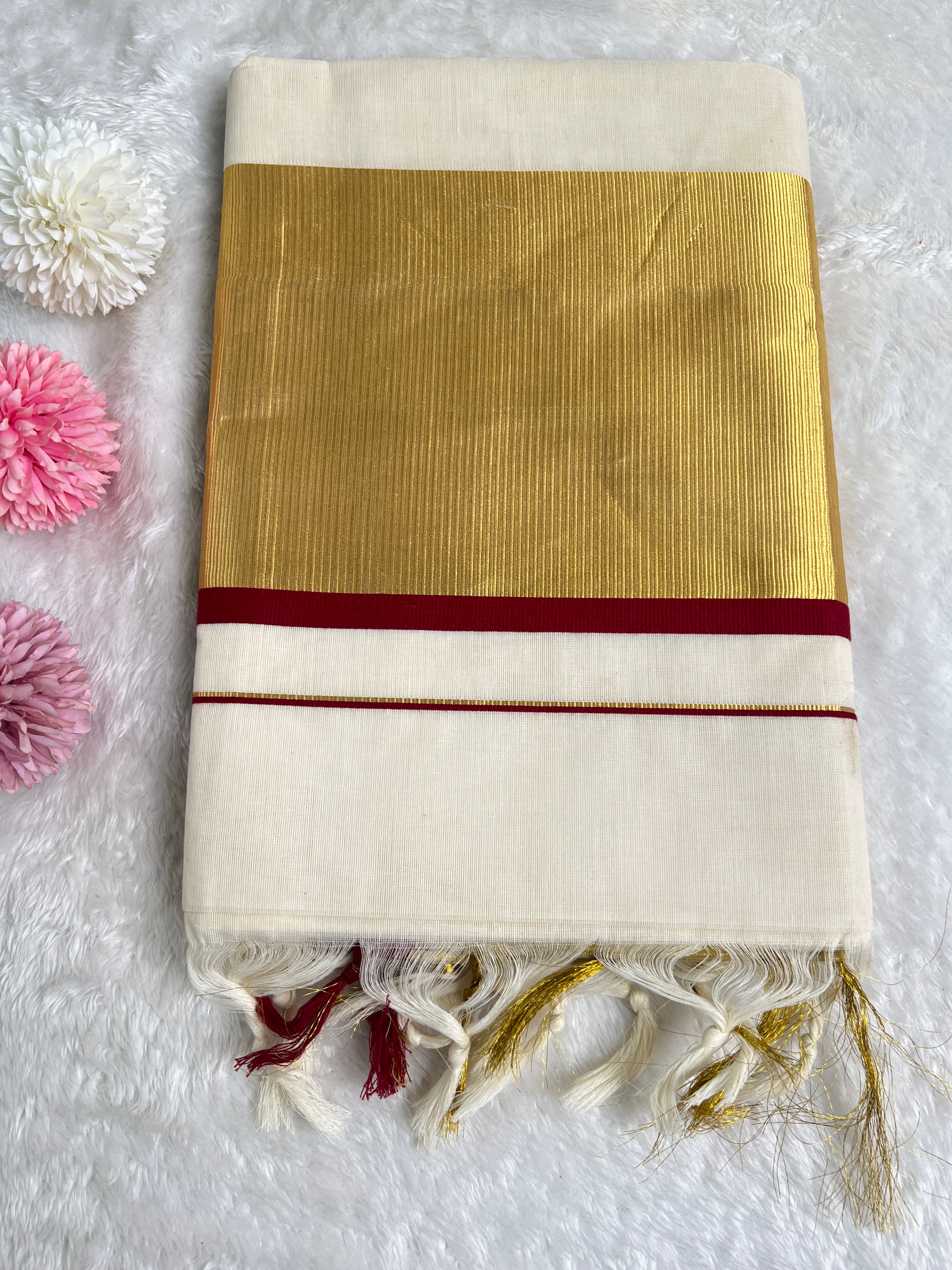 Golden Kasavu Kerala Cotton Set Mundu | GAT458