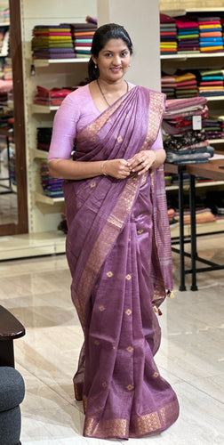 Buta Weaving Pattern Linen Saree | AHR402