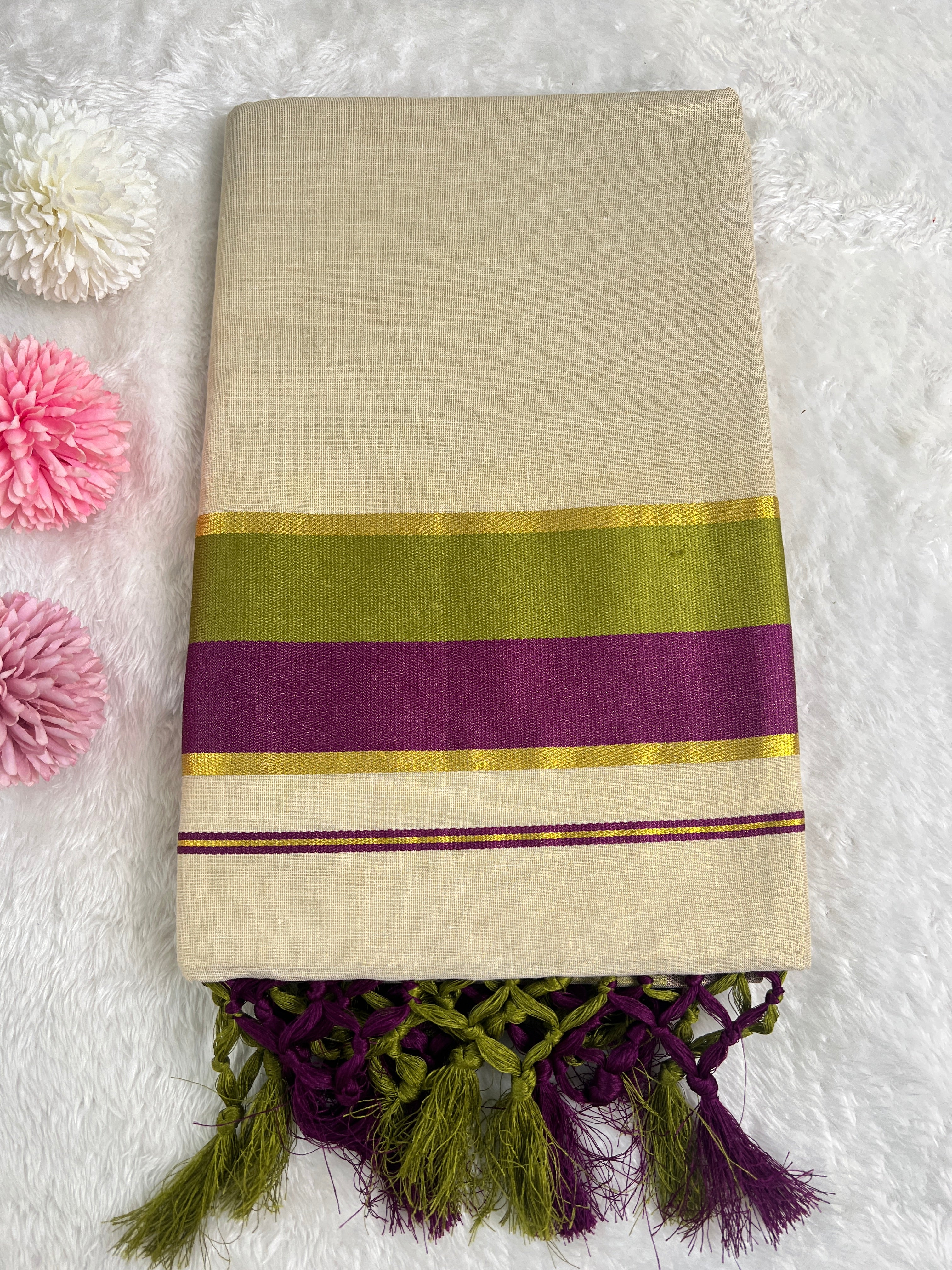 Double Border Pattern Tissue Saree | GAT464