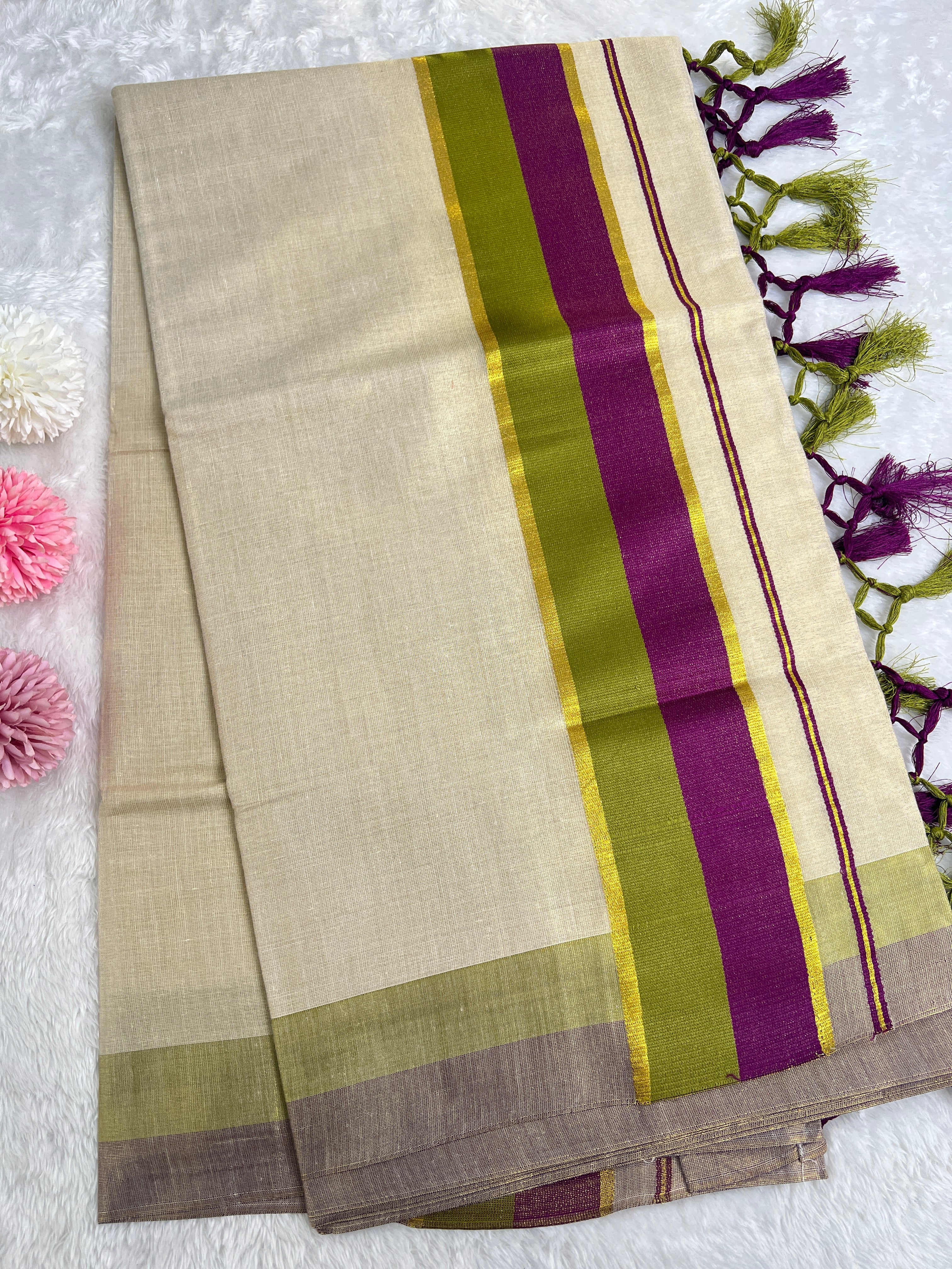 Double Border Pattern Tissue Saree | GAT464