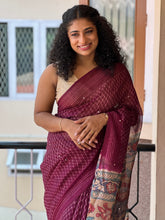 Screen Printed  Bhagalpuri Linen Saree | GMS111