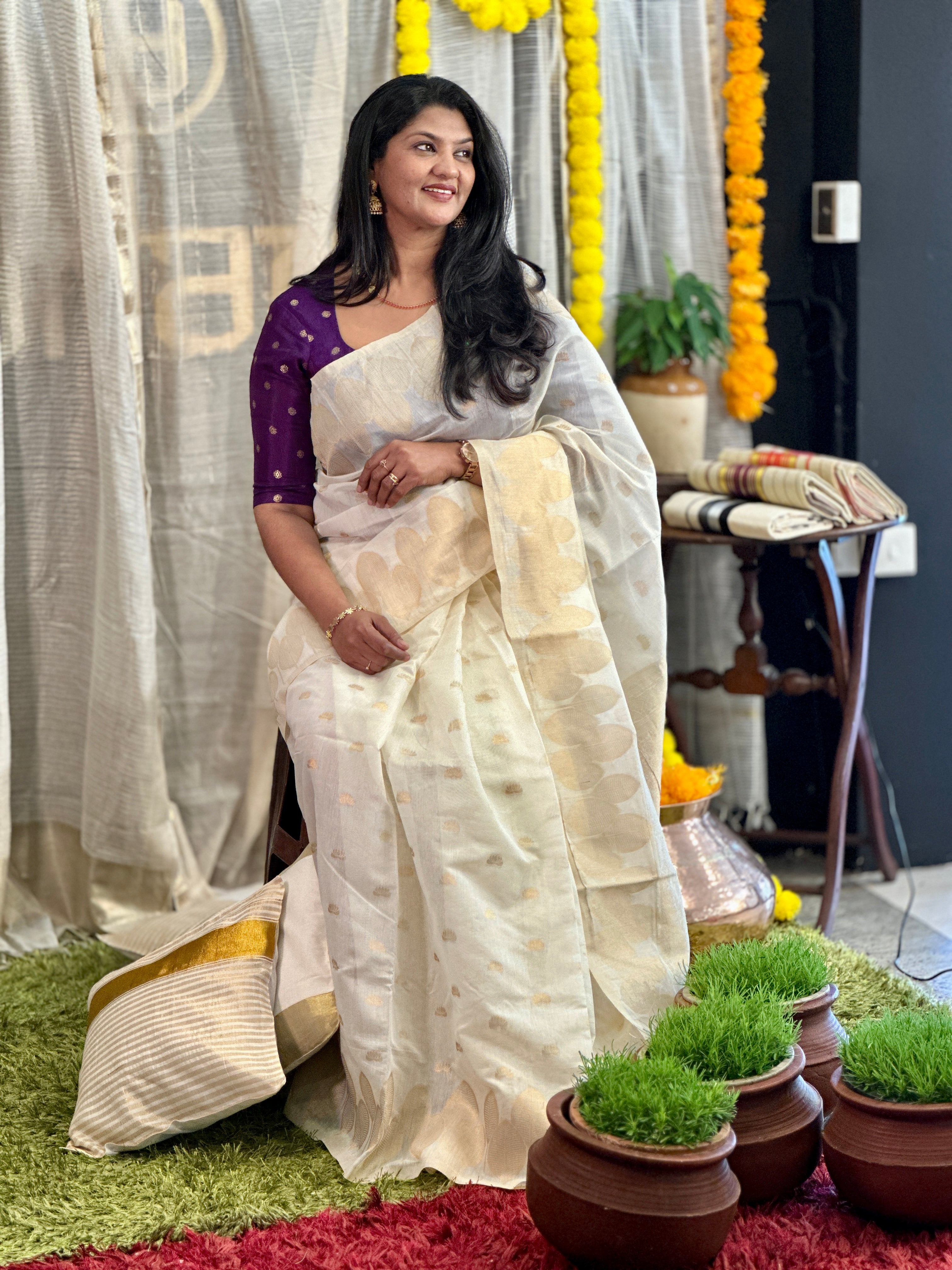 Banarasi Weaved Chanderi Finish Saree | HT260