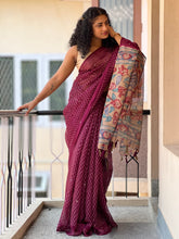 Screen Printed  Bhagalpuri Linen Saree | GMS111