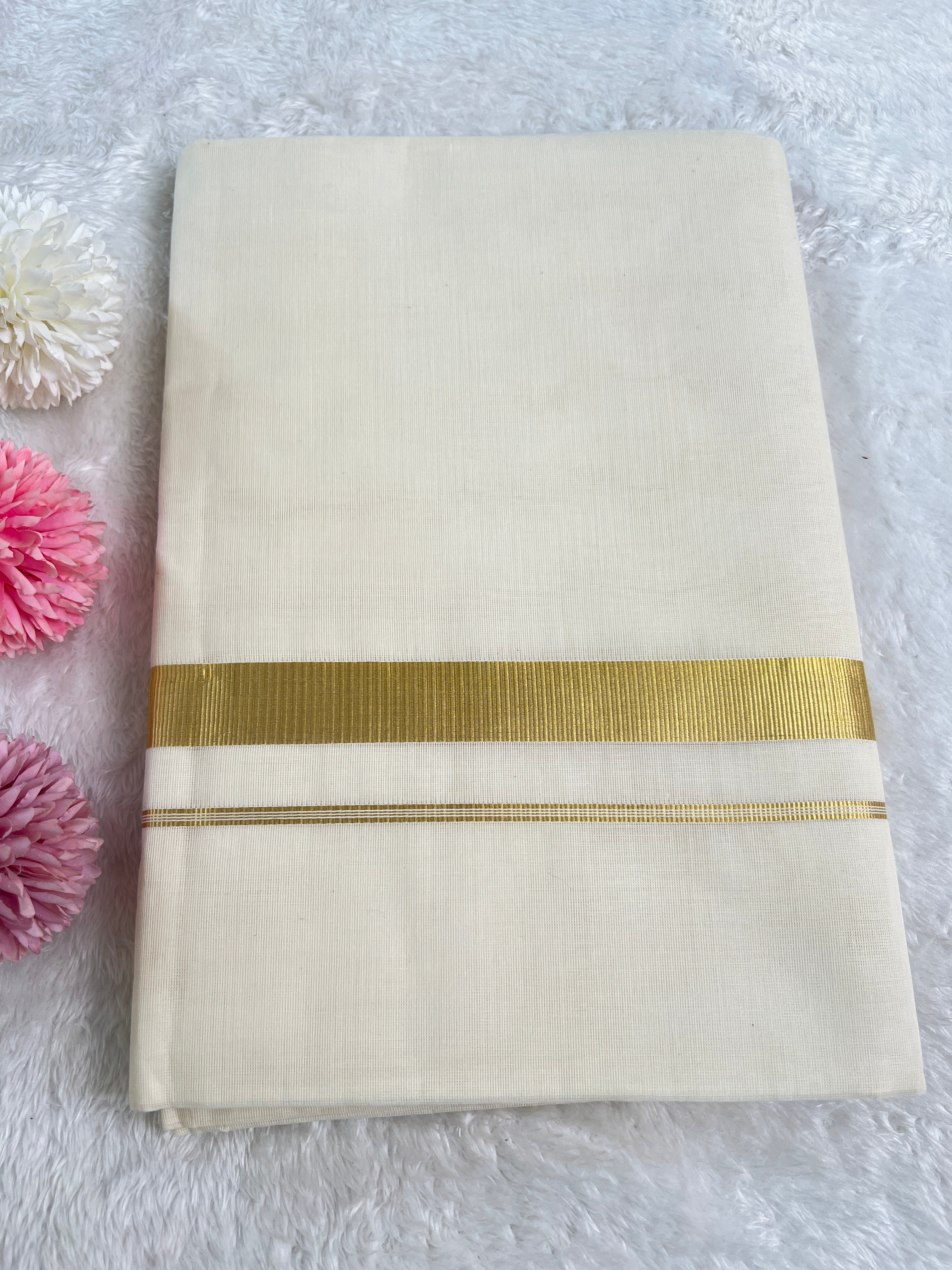 Golden Kasavu Border Kerala Cotton Saree | GAT439