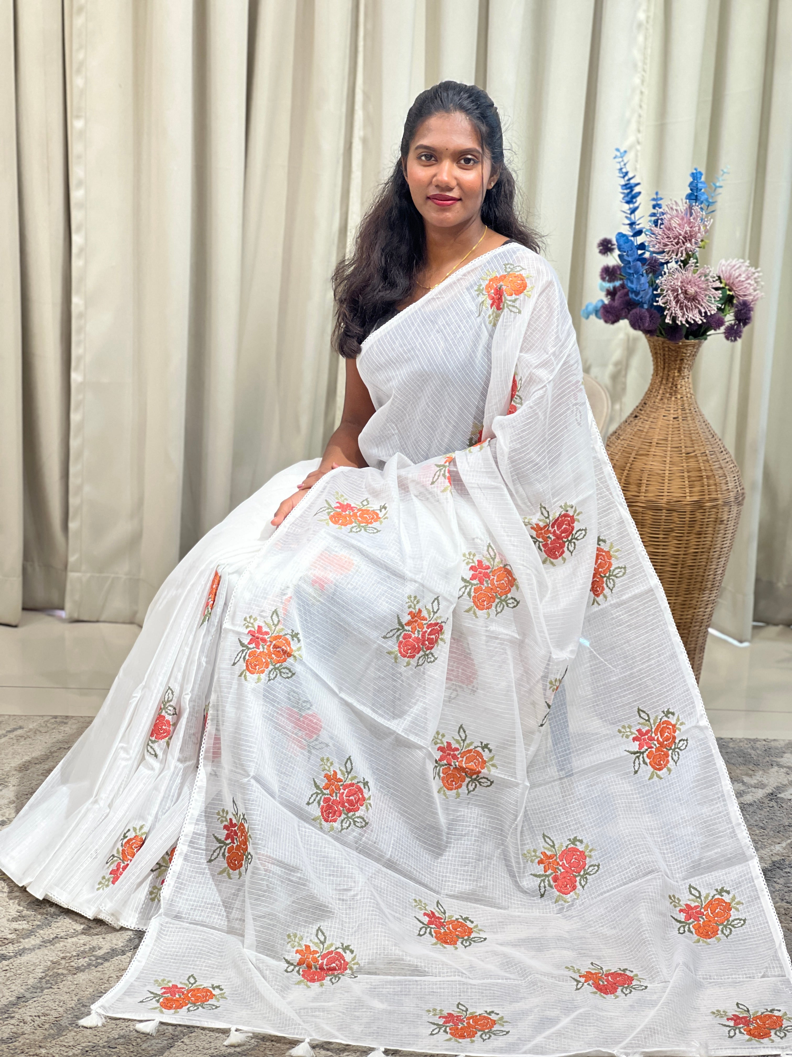 Cross Stitch Embroidery Kota Saree | MR563
