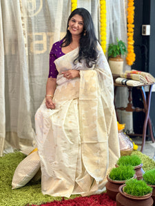 Banarasi Weaved Chanderi Finish Saree | HT260