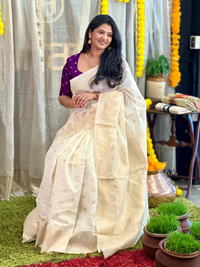 Banarasi Weaved Chanderi Finish Saree | HT260