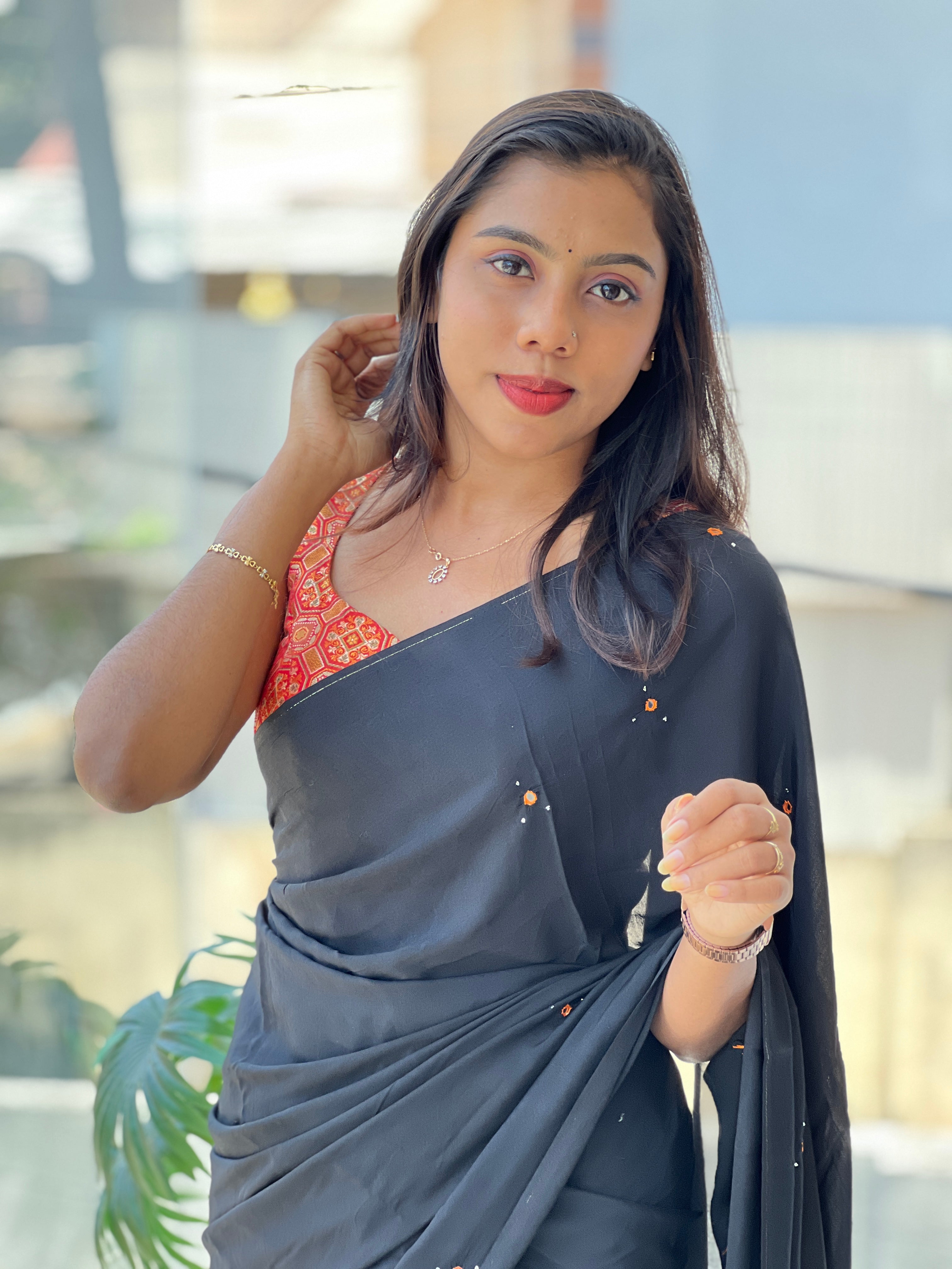 Mukaish Work Detailed Semi Modal Saree | SF1327