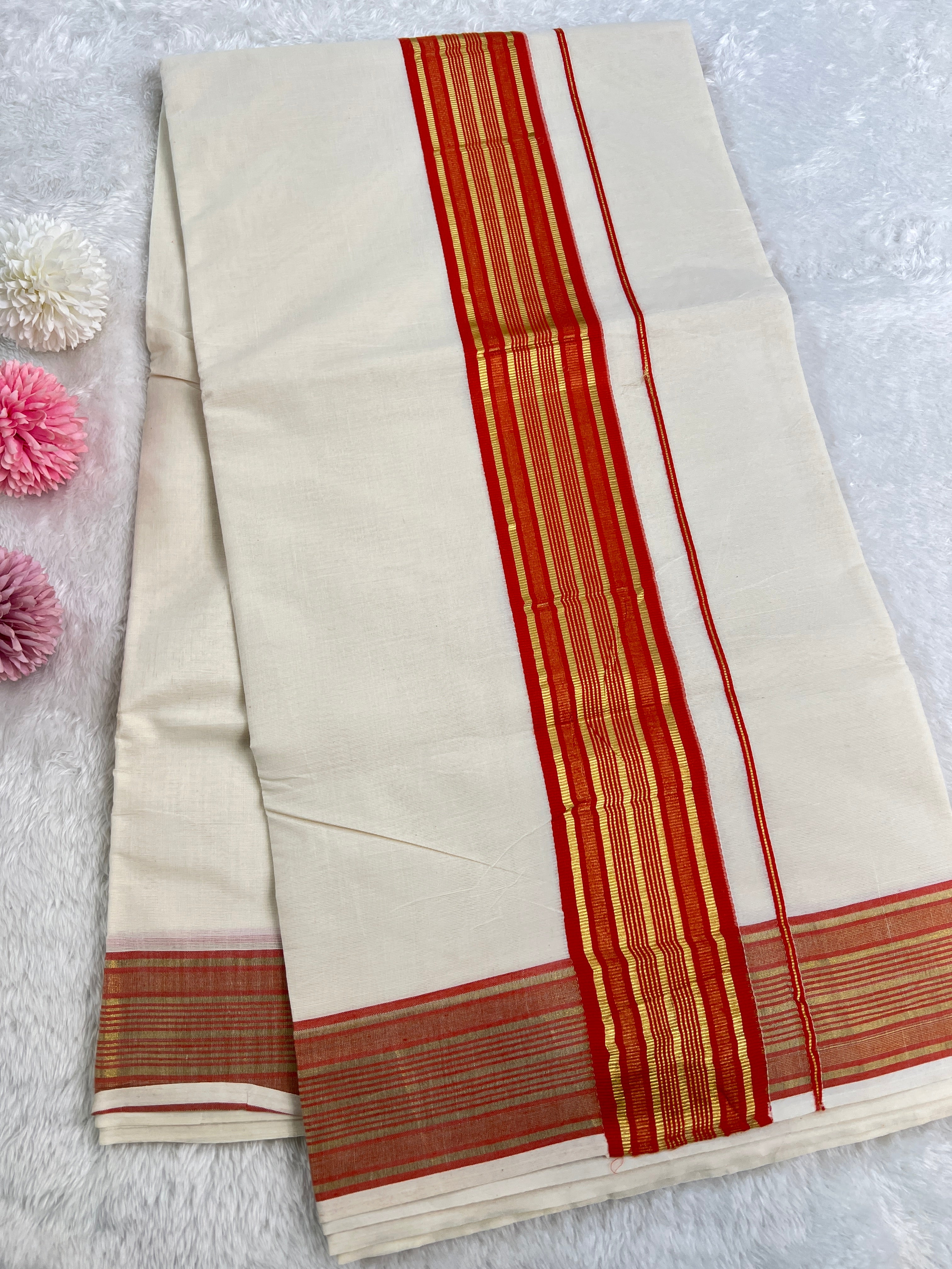 Line Border Pattern Kerala Cotton Saree | GAT447