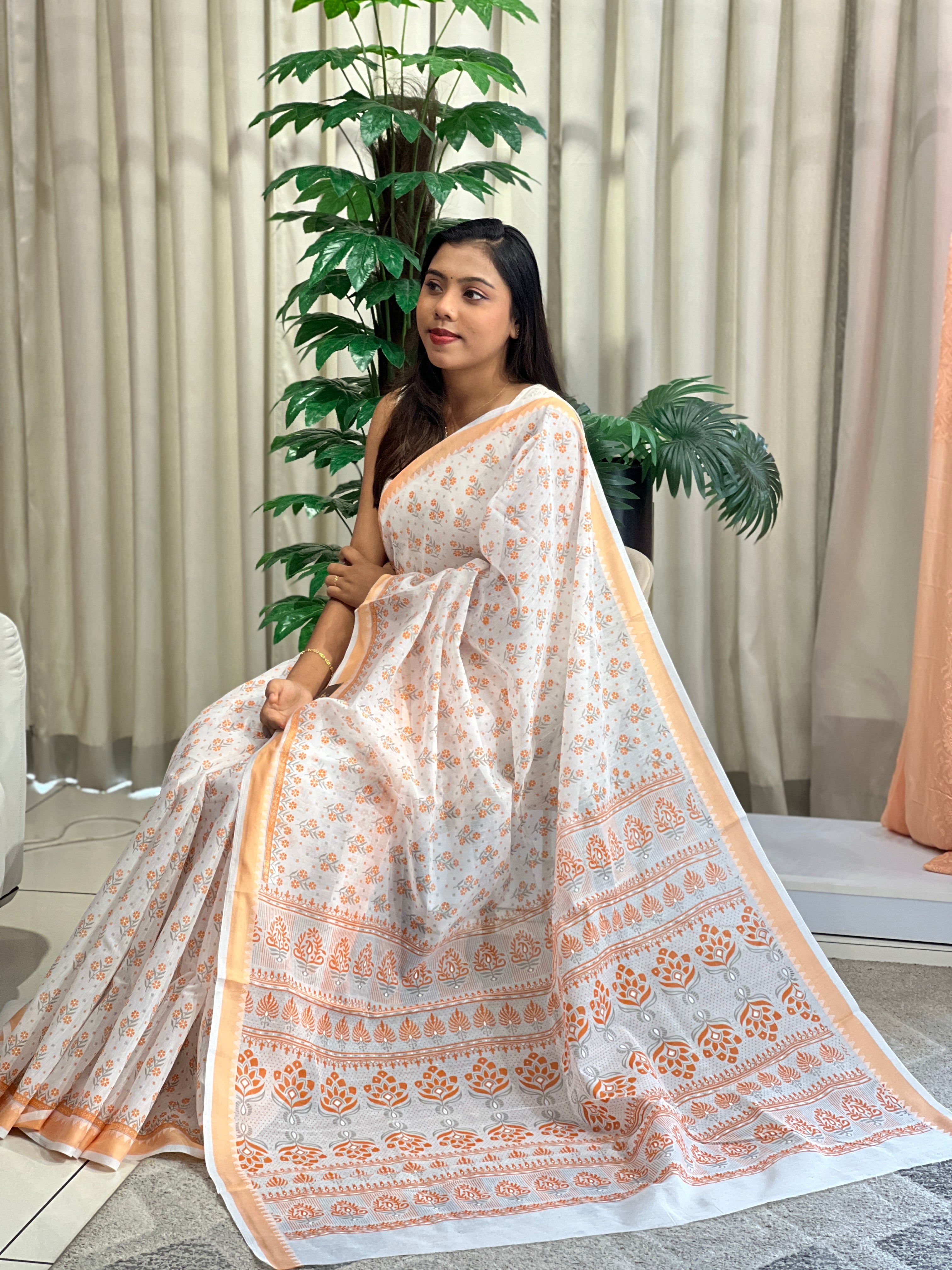 Screen Printed Cotton Saree | VDA212