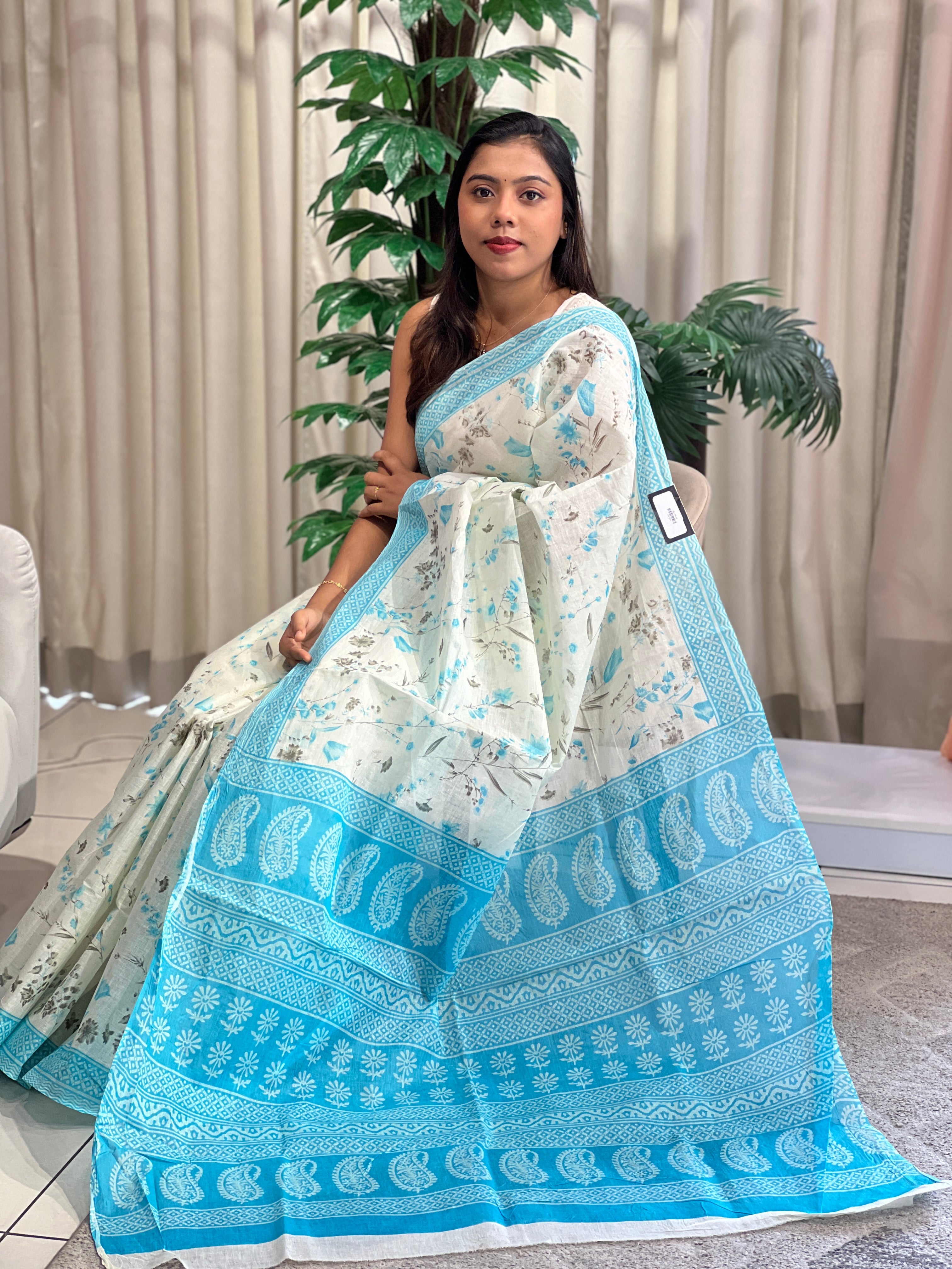 Screen Printed Organdy Saree | VDA264