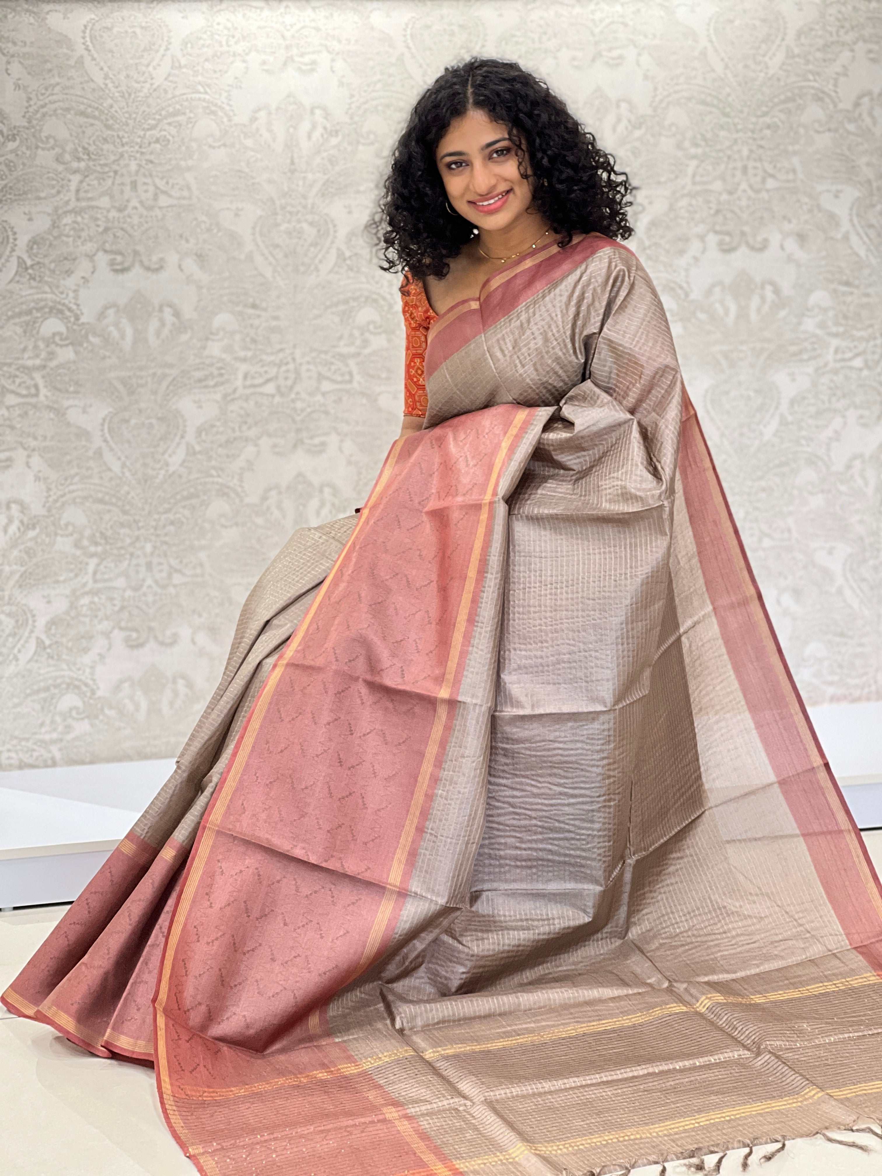 Zari Weaved Tussar Saree | ACT1192