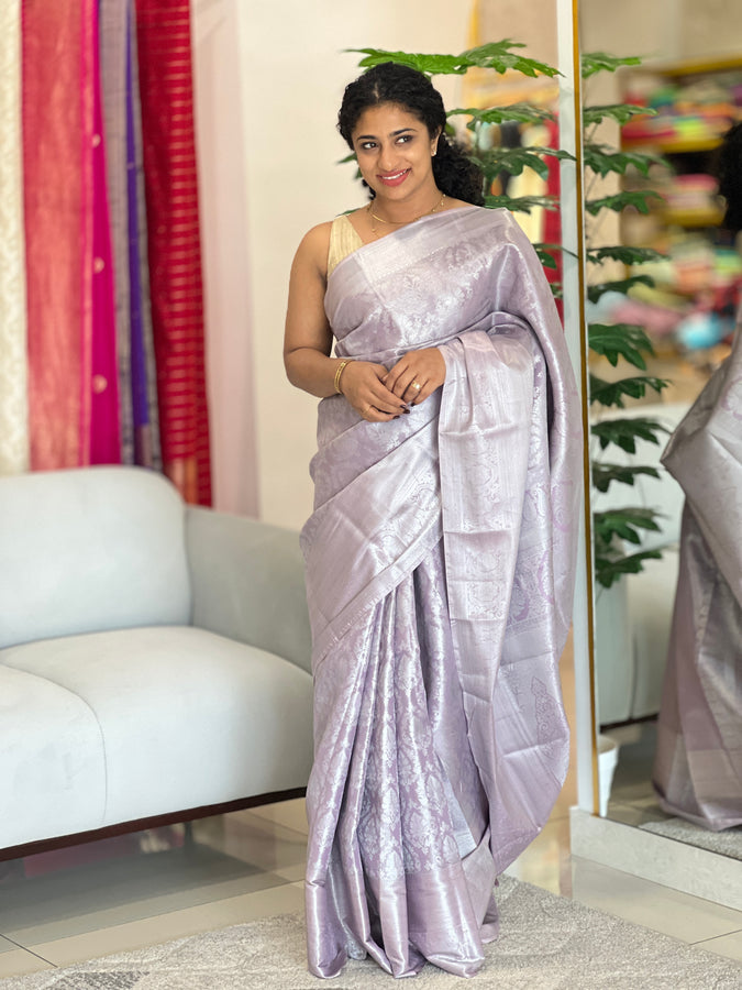 Silver Zari Woven Semi Silk Saree | KF172