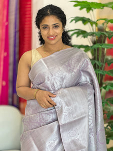 Silver Zari Woven Semi Silk Saree | KF172