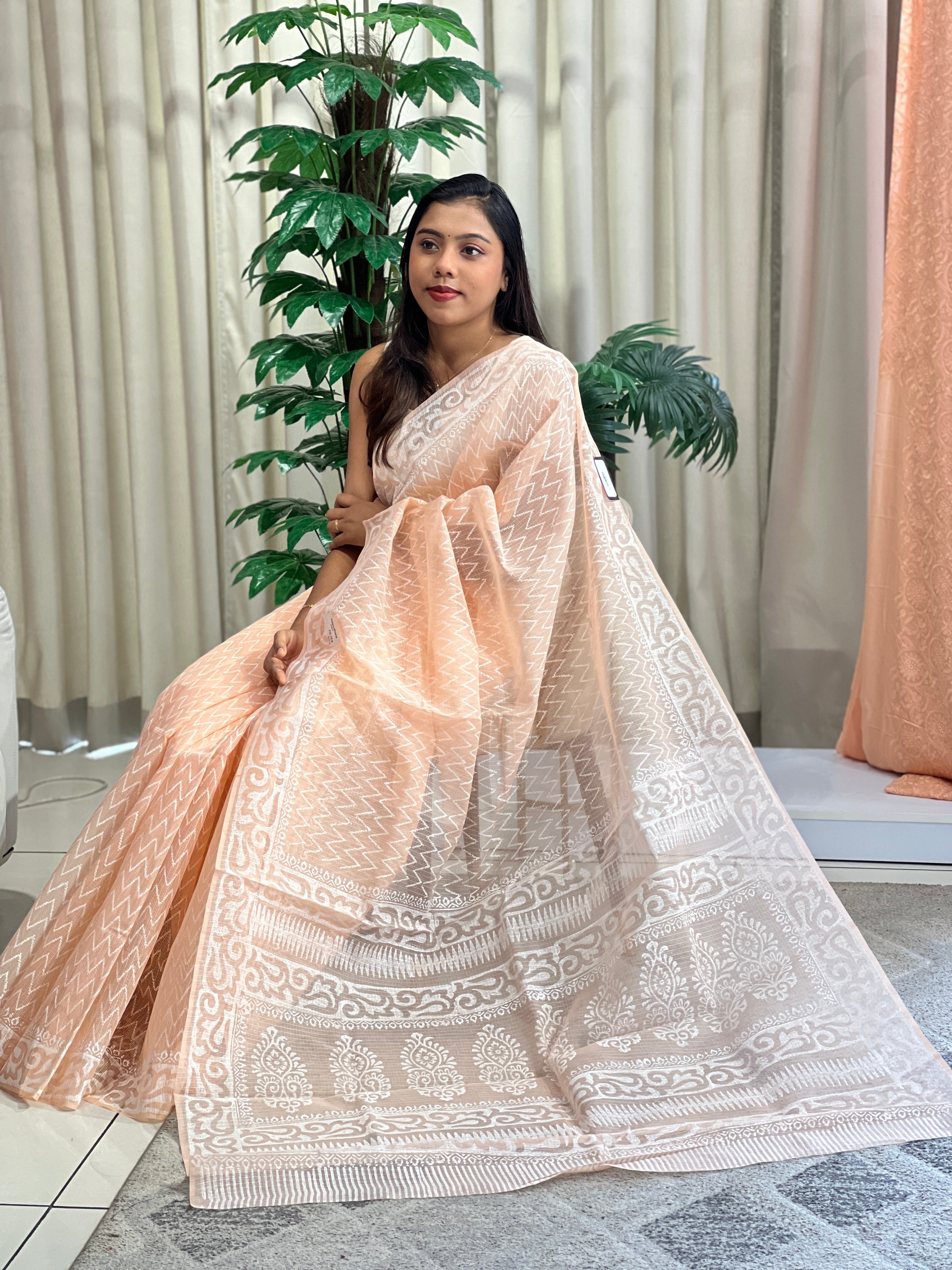 Hand Block Printed  Super Net Kota Saree | VDA259