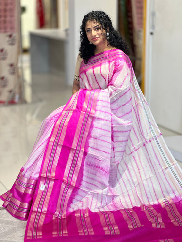 Shibori Tie & Dye Pattern Semi Tussar Saree | AL158