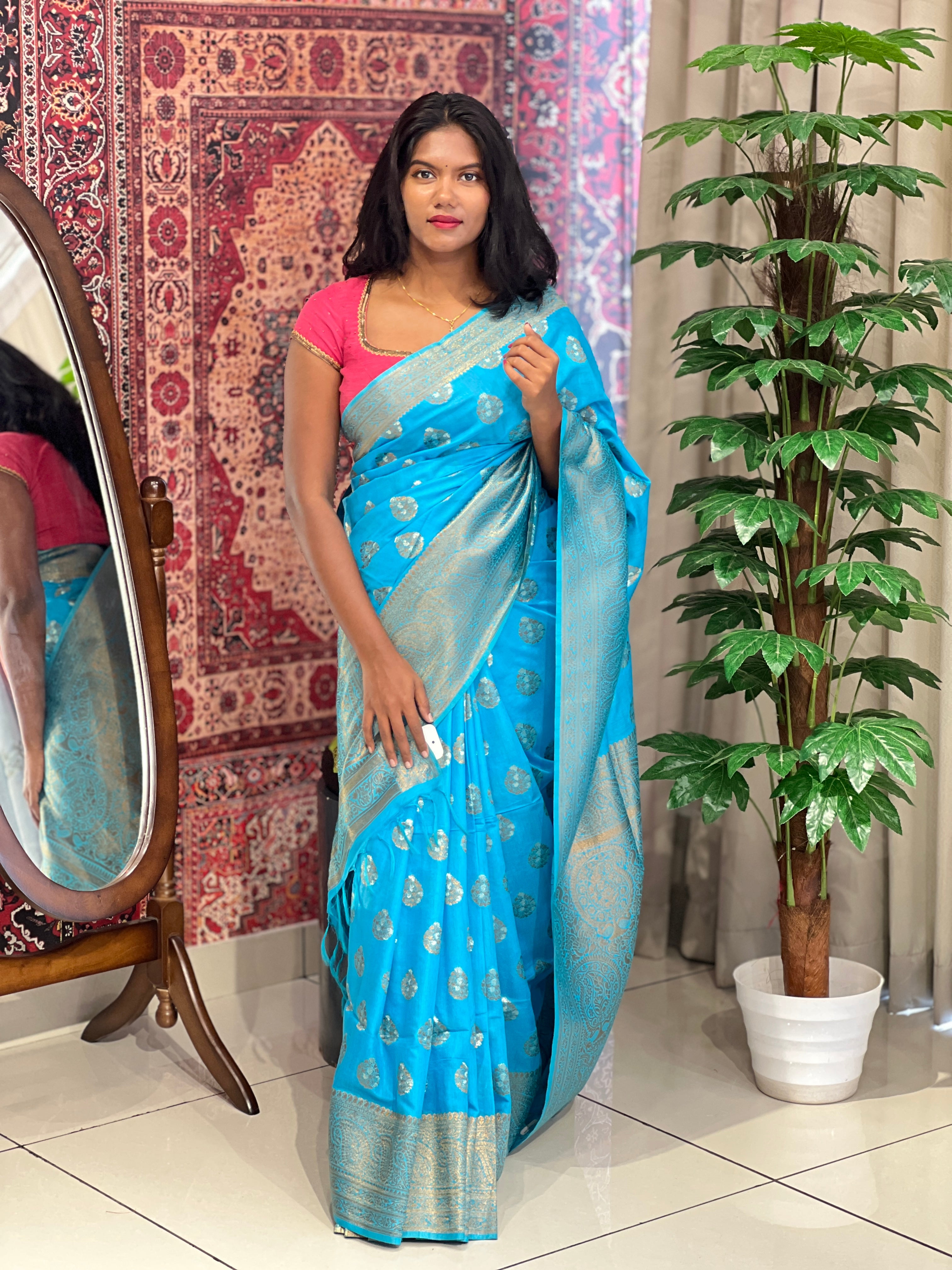 Zari Buta Weaved Bhagalpuri Saree | MRD358