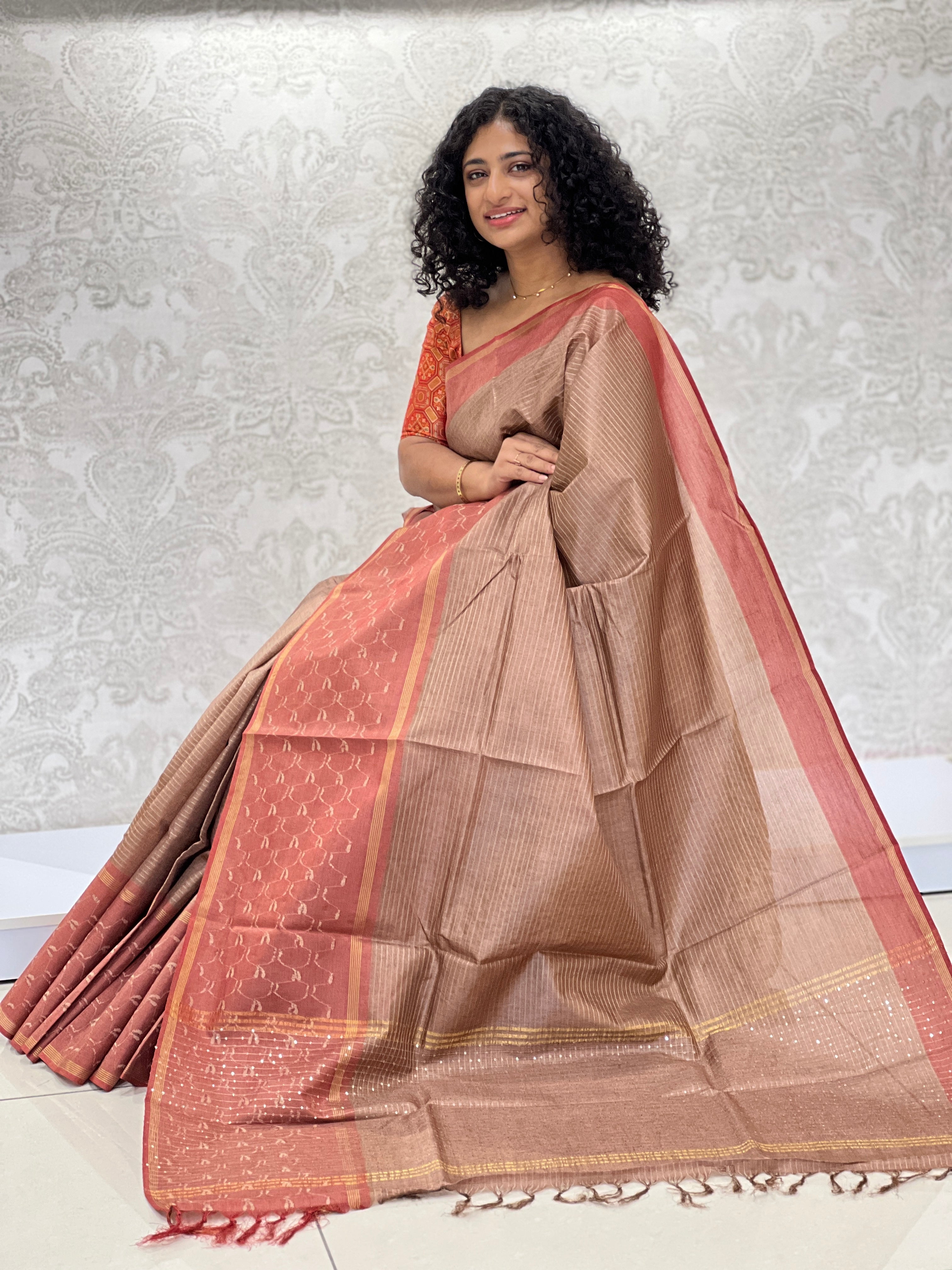 Zari Weaved Tussar Saree | ACT1191