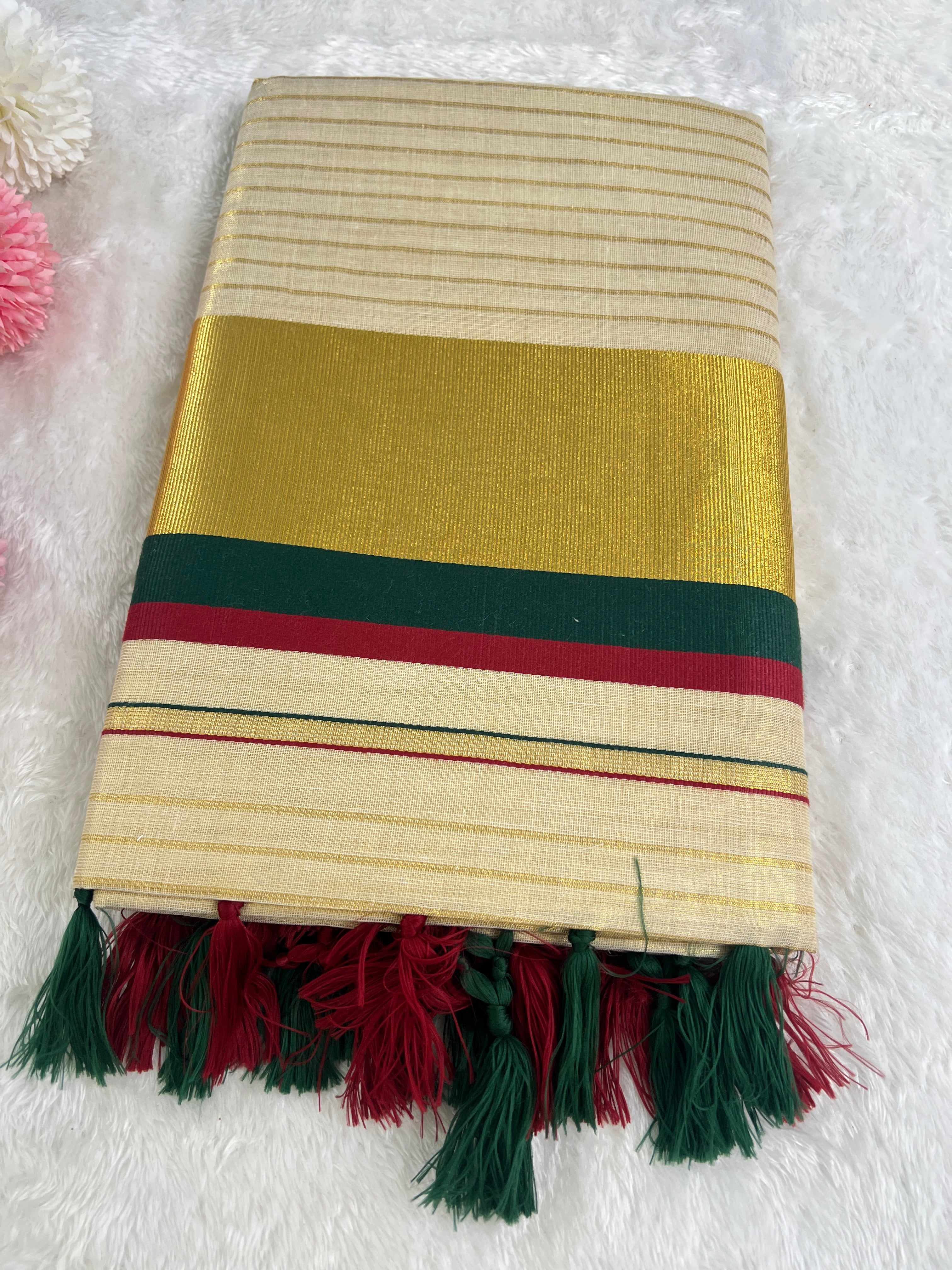 Double Border Pattern Tissue  Saree |GAT462