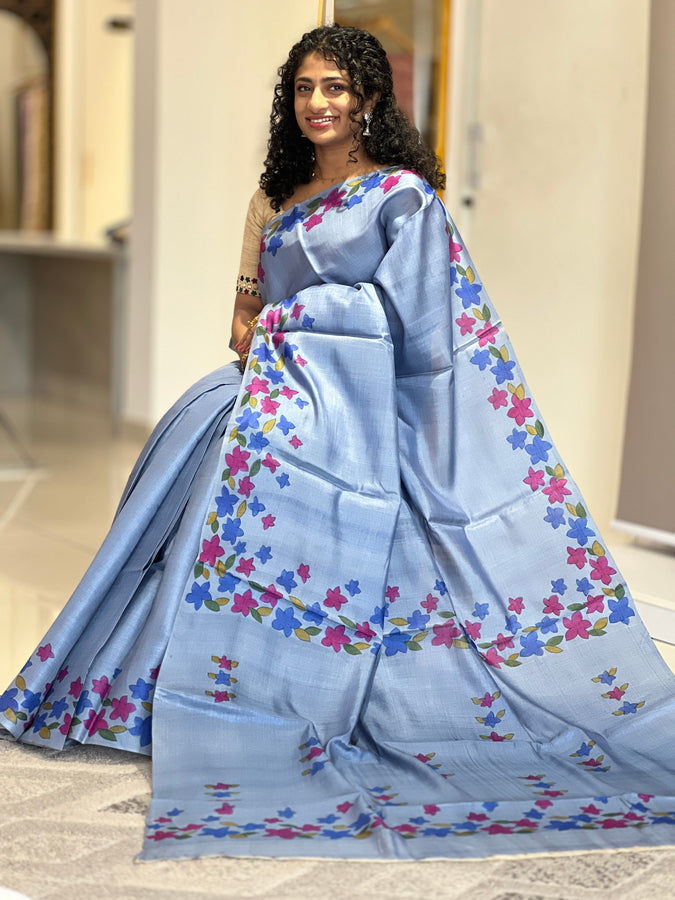 Hand Painted Tussar saree | HS1196