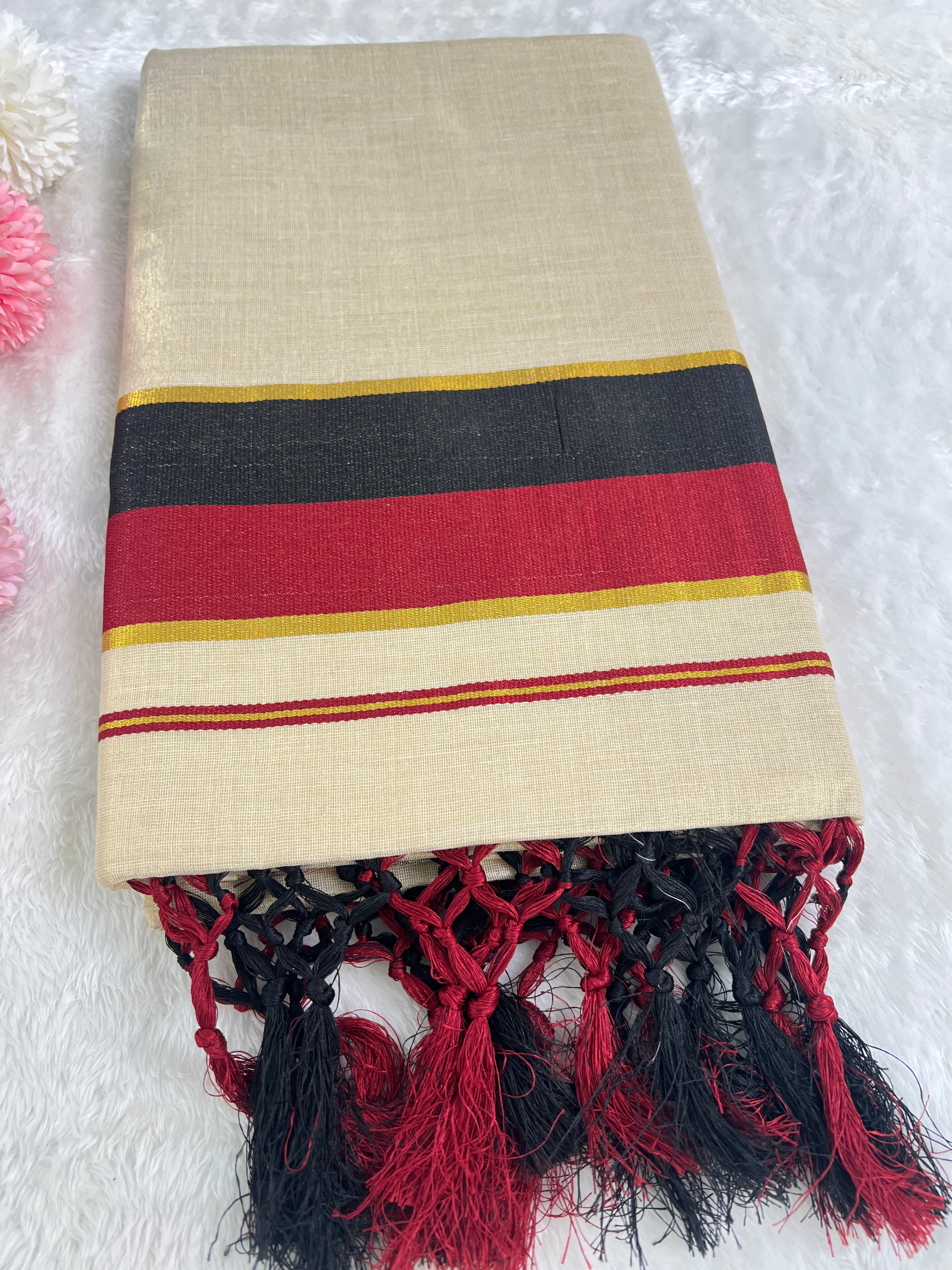 Double Border Pattern Tissue Kerala Saree | GAT465