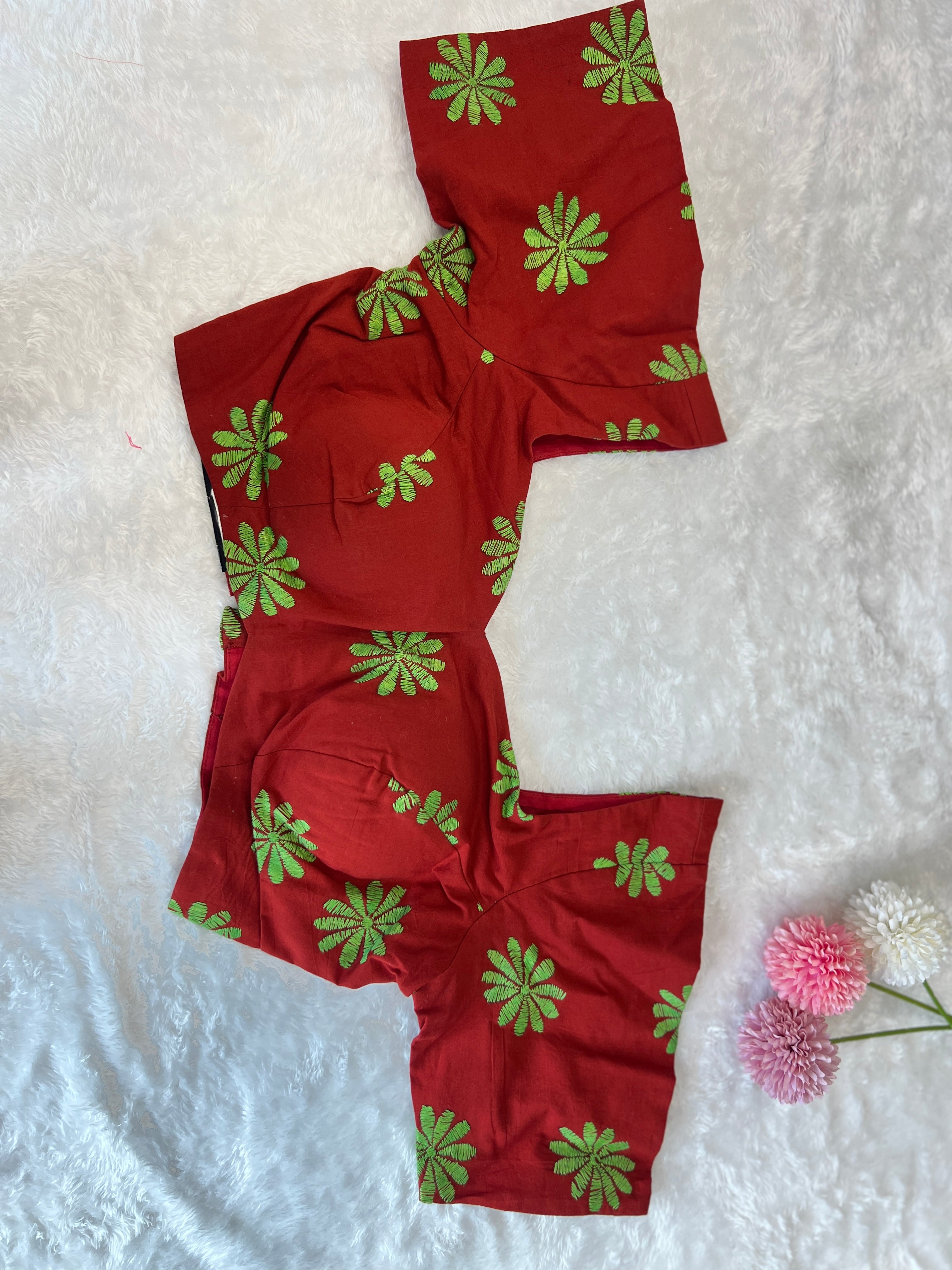Hand Embroidery Detailed Cotton Stitched Blouse | DNB121