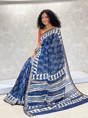 Block Printed Chanderi Saree | JKL310