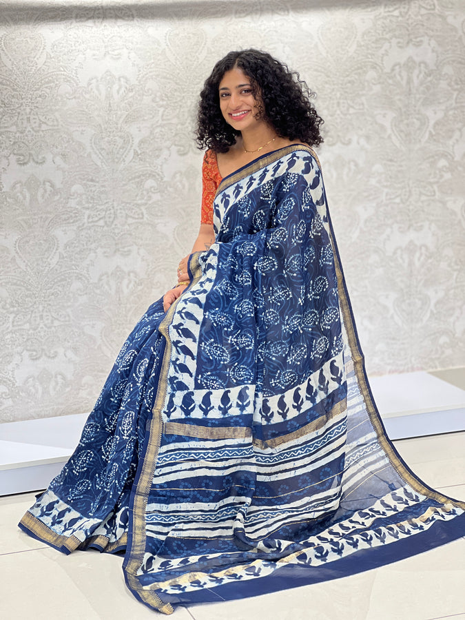 Block Printed Chanderi Saree | JKL310