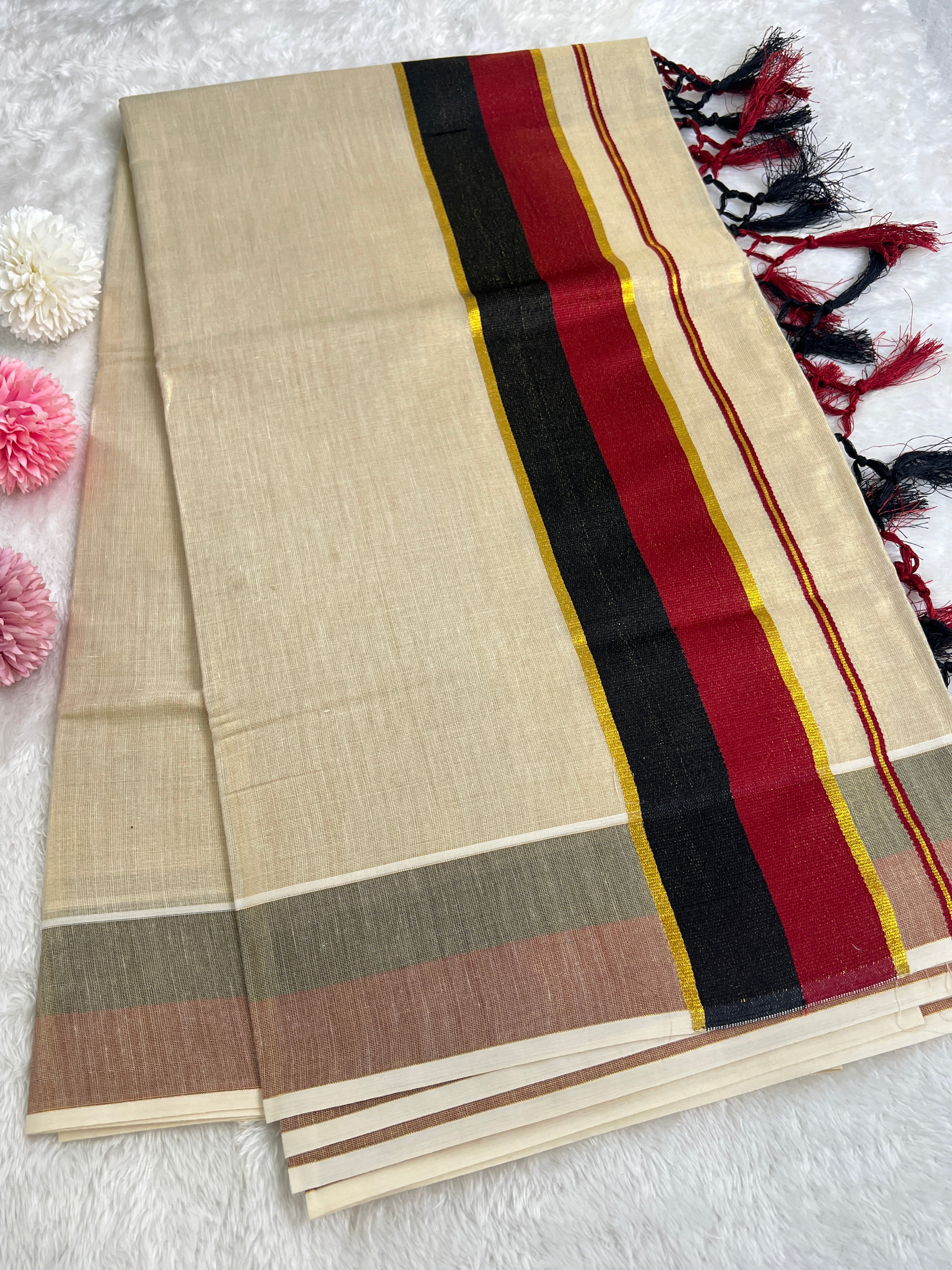 Double Border Pattern Tissue Kerala Saree | GAT465