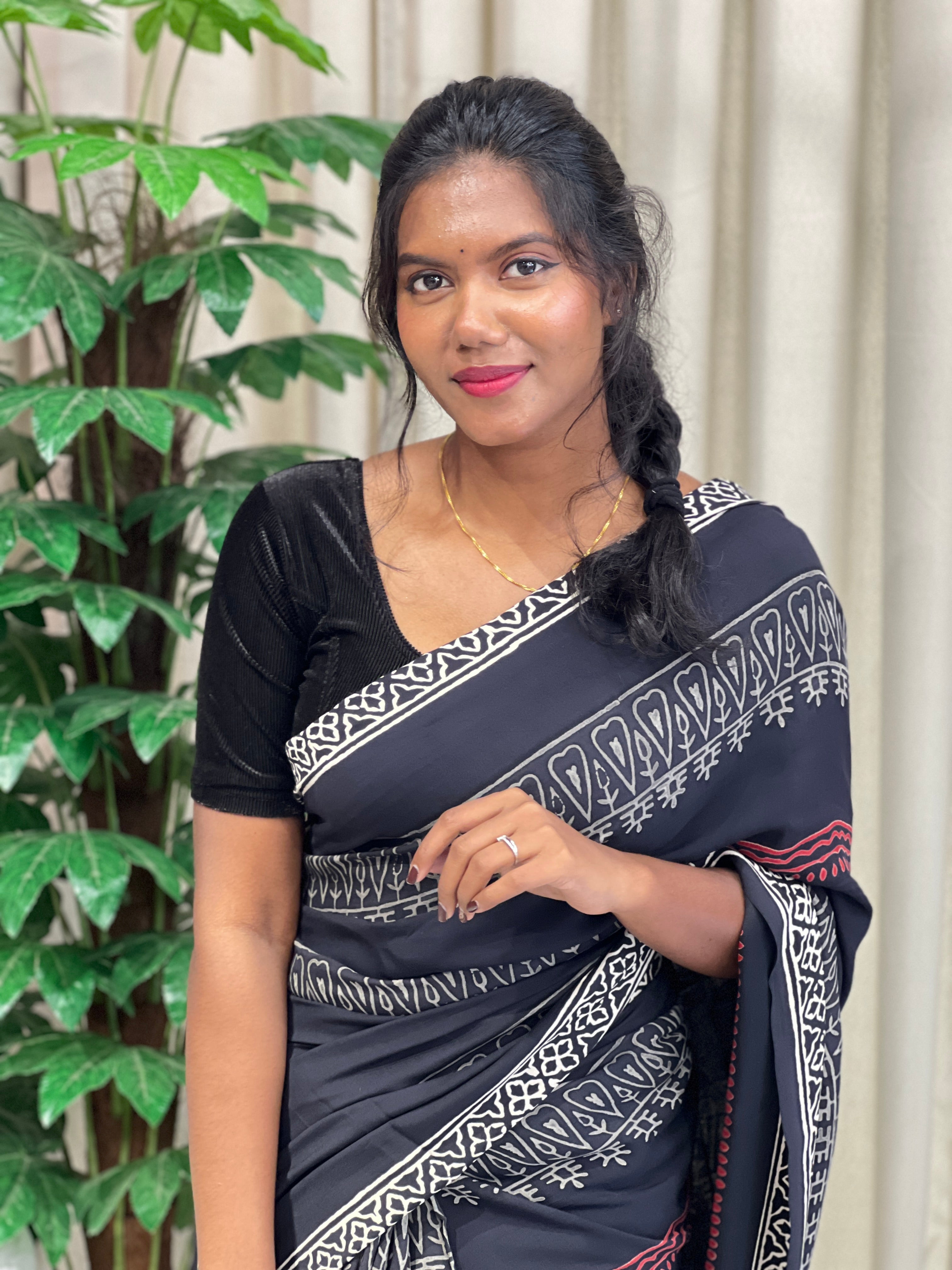 Block Printed Modal Silk Saree | JKL533