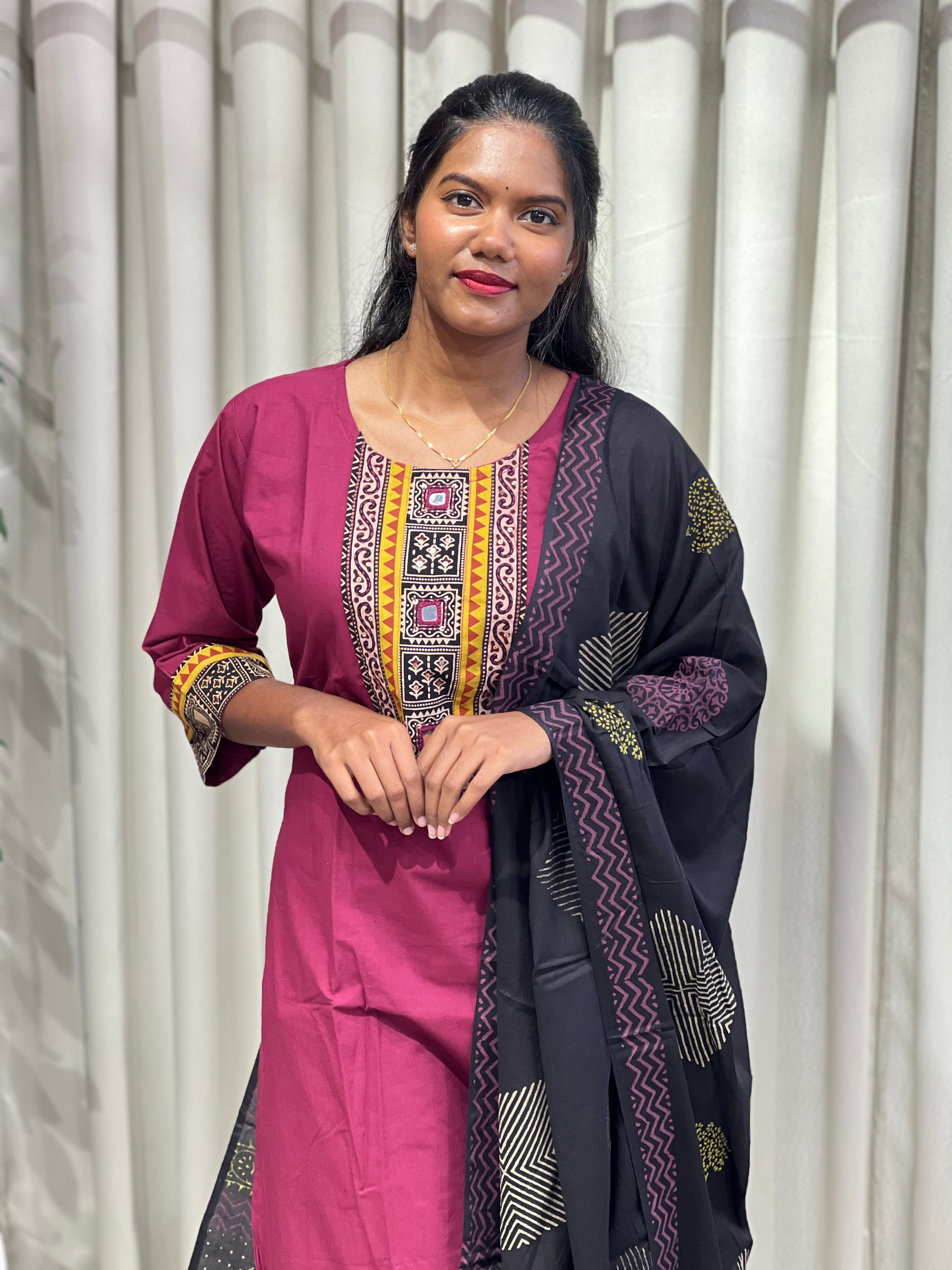 Hand Block Print Detailed Cotton Kurta Set | SRF181