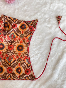 Floral Print Patterned Chanderi Finish Stitched Blouse | DNB124