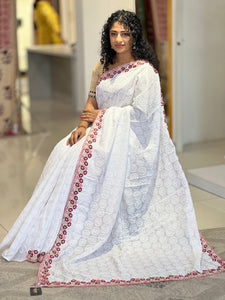 Floral Border Detailed Silky Kota Sraee | PF1060