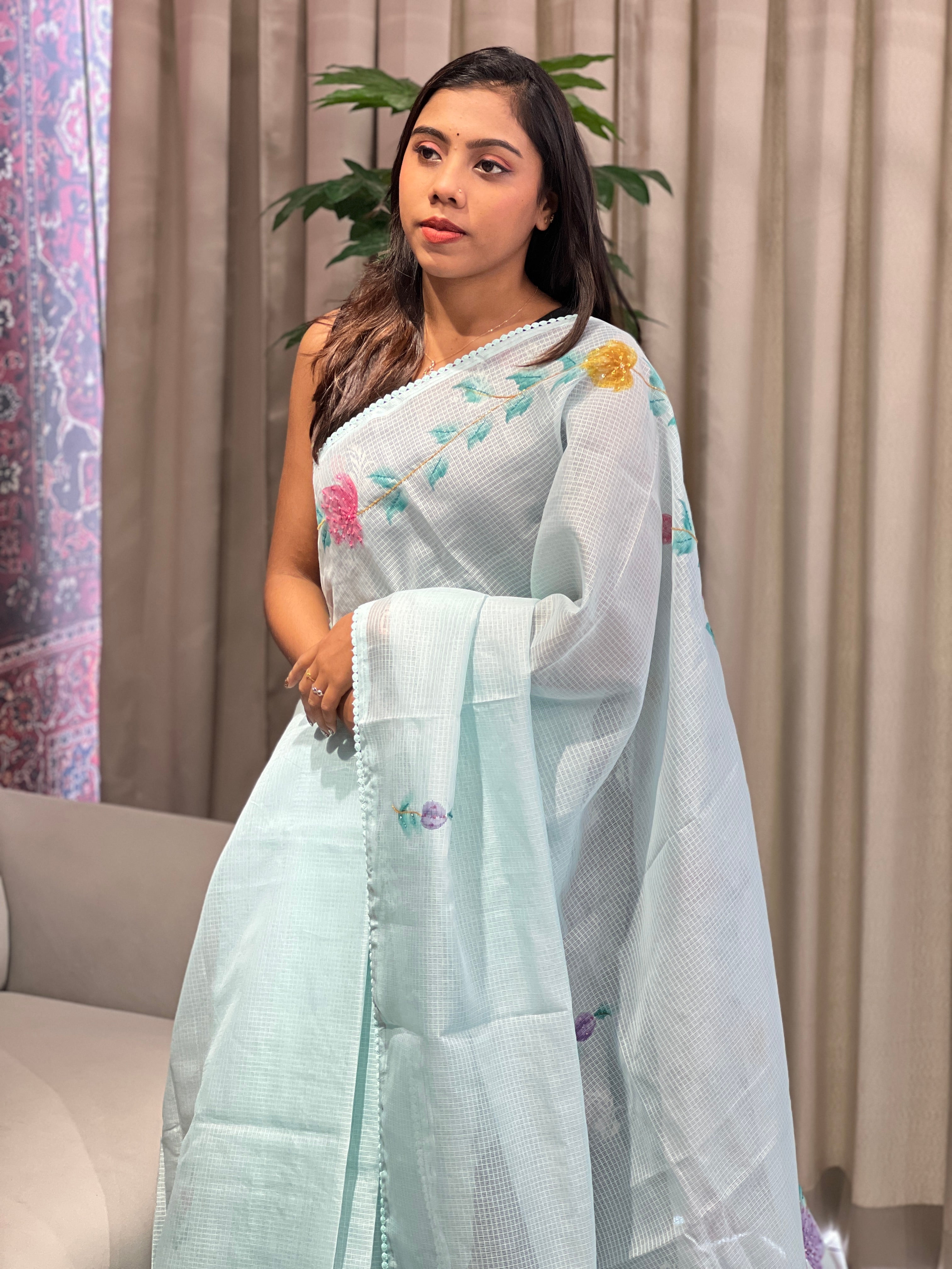 Floral Patterned Supernet Kota Saree | BLD1938