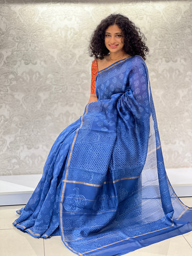 Block Printed Chanderi Saree | JKL340