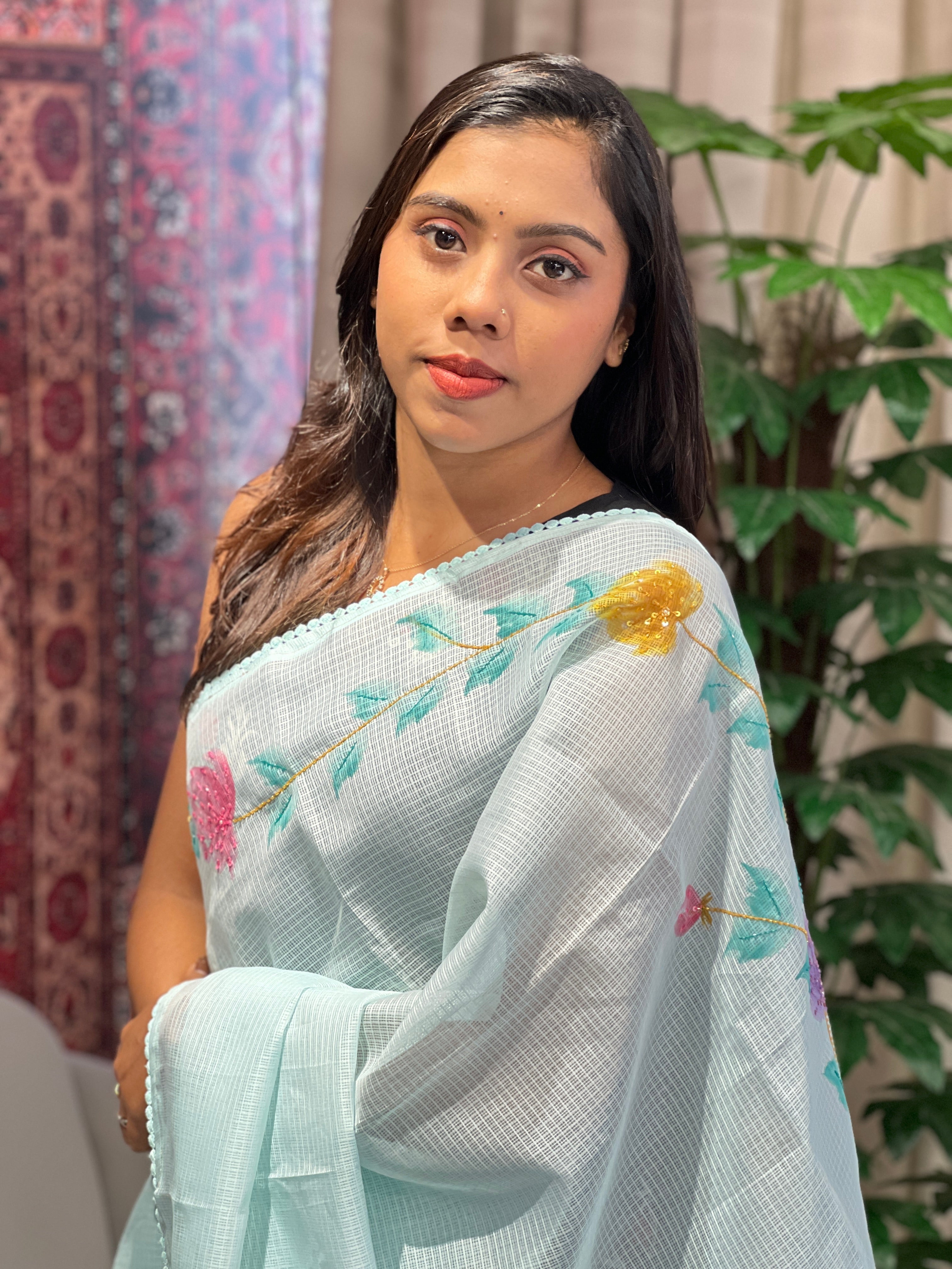 Floral Patterned Supernet Kota Saree | BLD1938