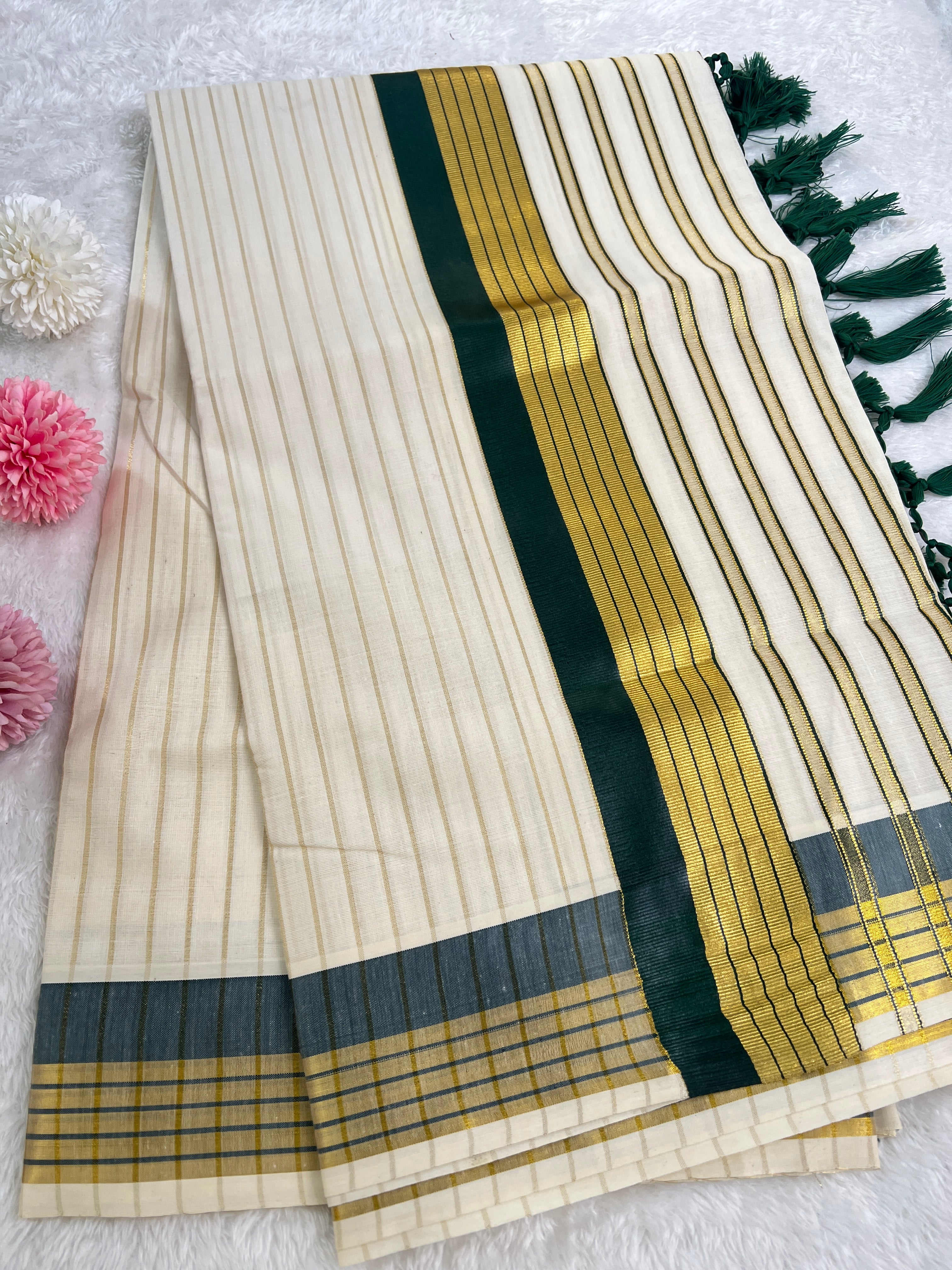 Double Border Pattern Kerala Cotton Saree | GAT534