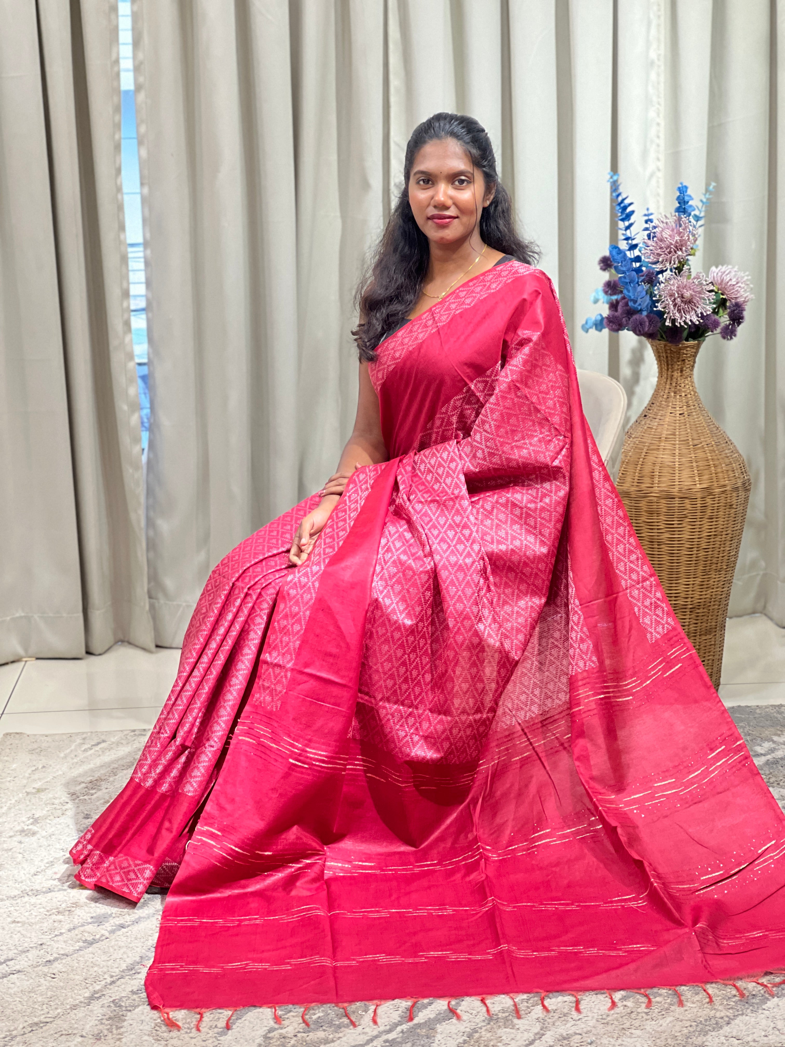 Kantha Weaved Bhagalpuri Linen Saree | DLS283
