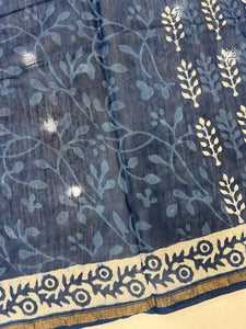 Block Printed Chanderi Saree | JKL347