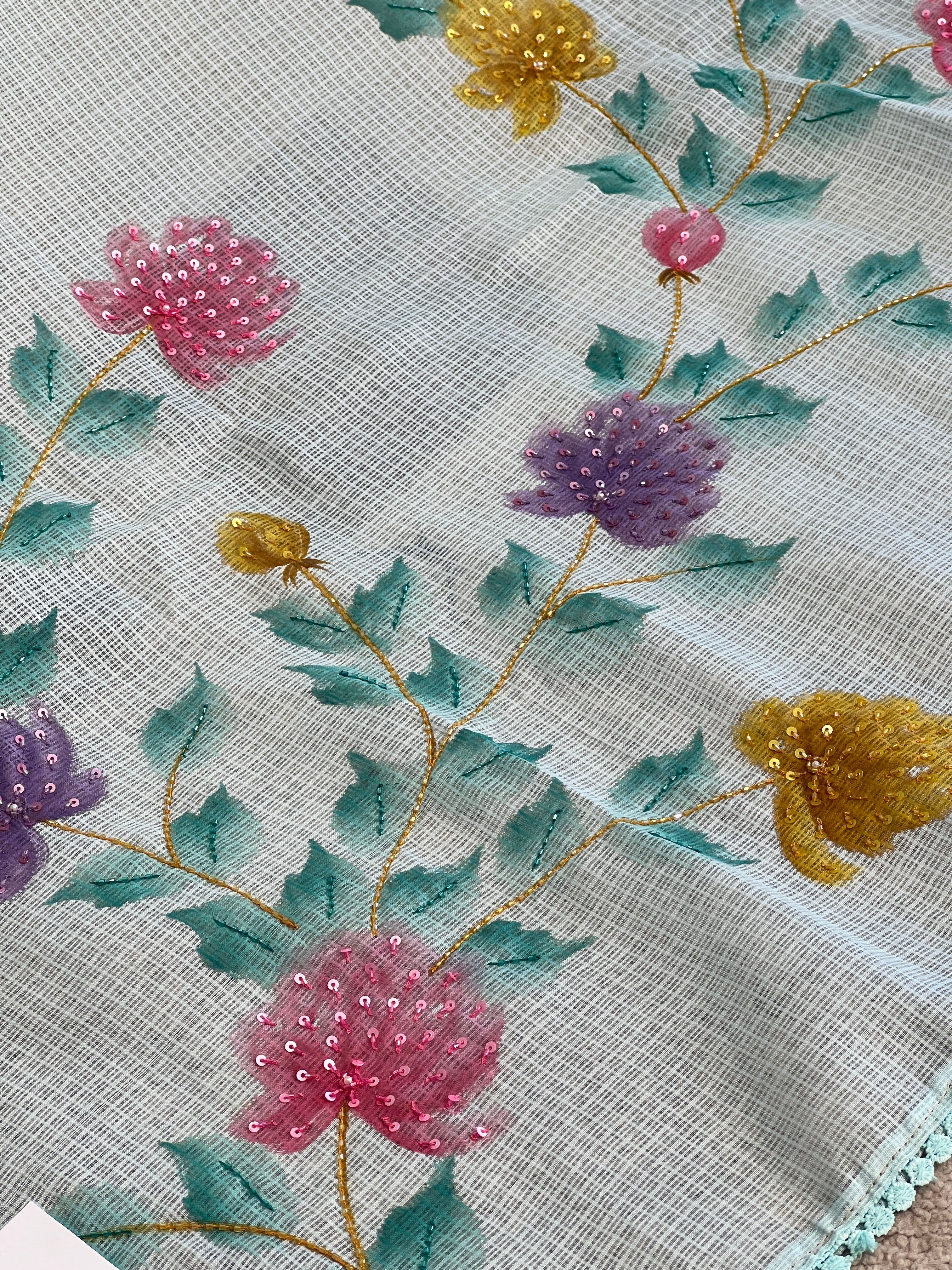 Floral Patterned Supernet Kota Saree | BLD1938