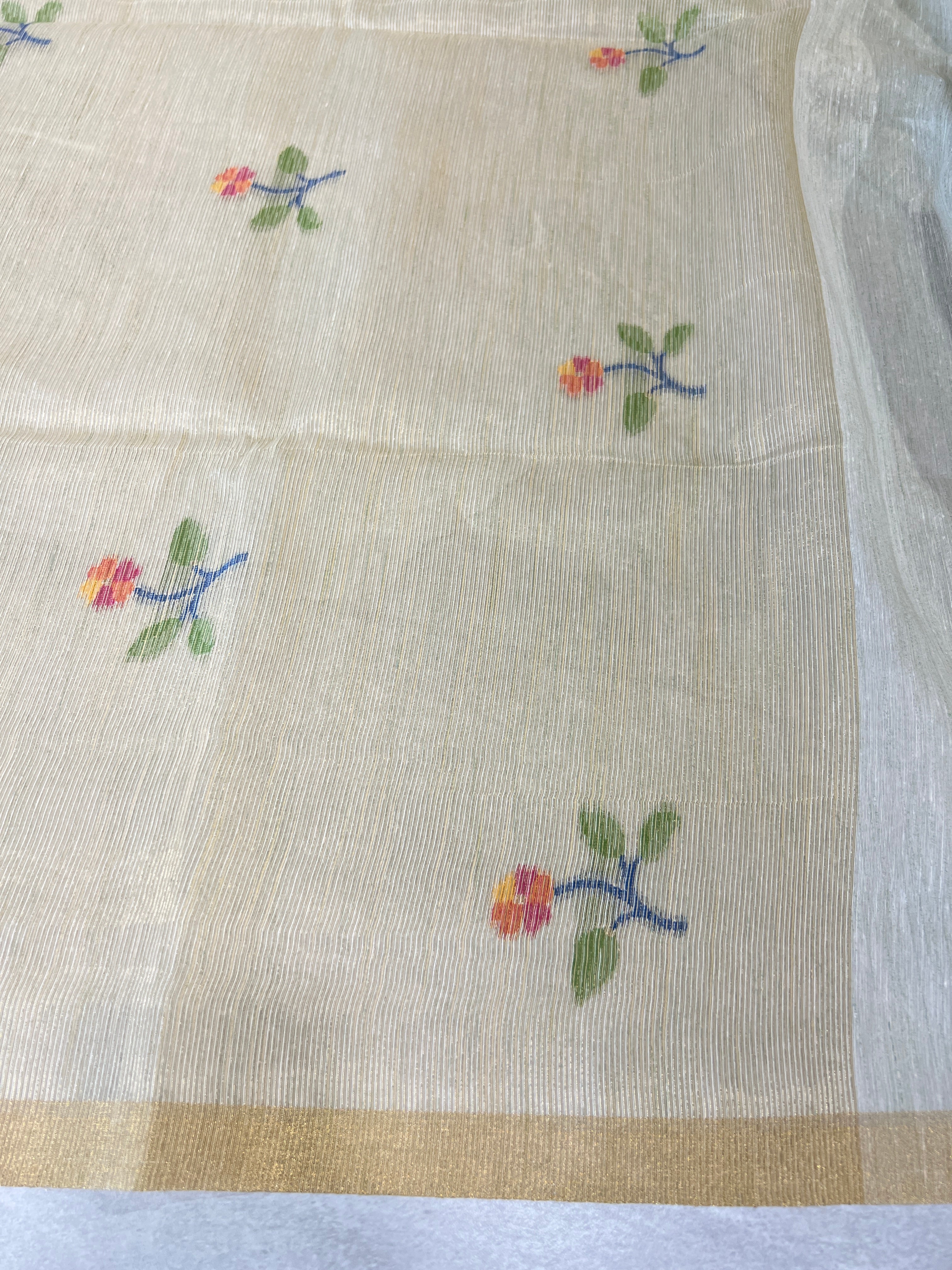 Printed With Jamdani Detailed Semi Tussar Saree | SSN278